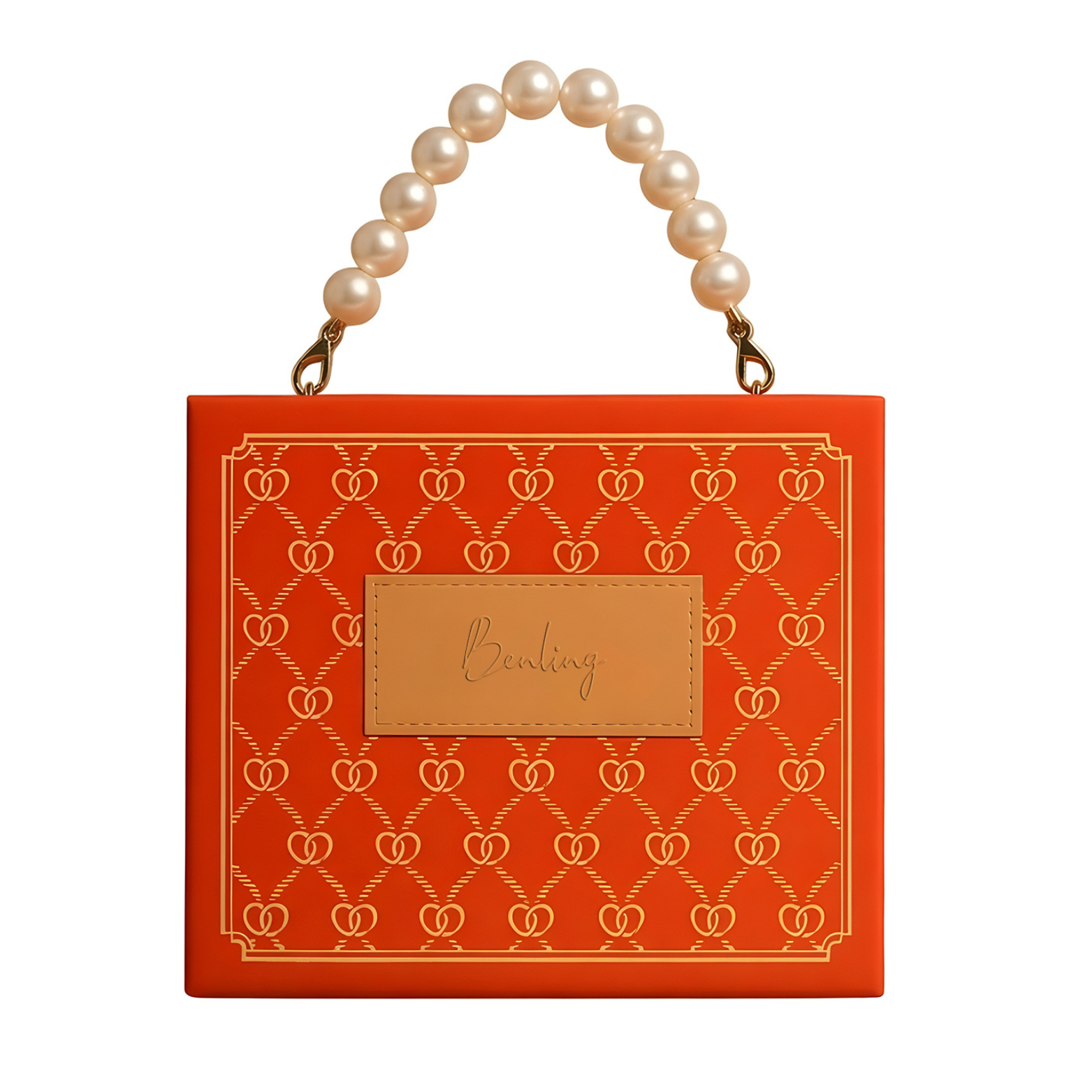 Benling Gift Set – Octagon Cut Bracelet Watch with Orange Pearl Box & Bracelet