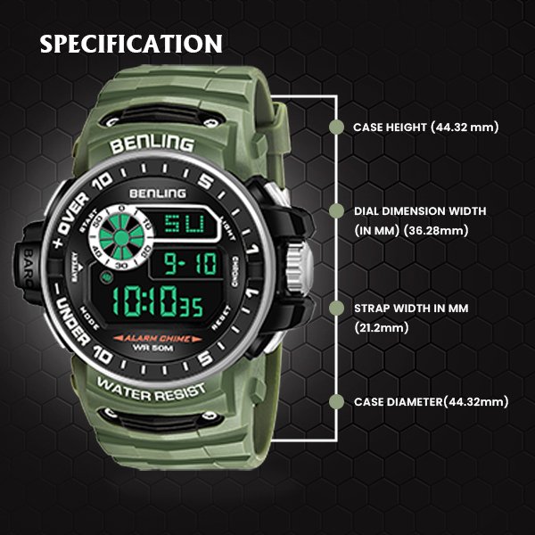 All Day Wearable Digital Watch for men with Stopwatch | Calendar | Alarm | 6057