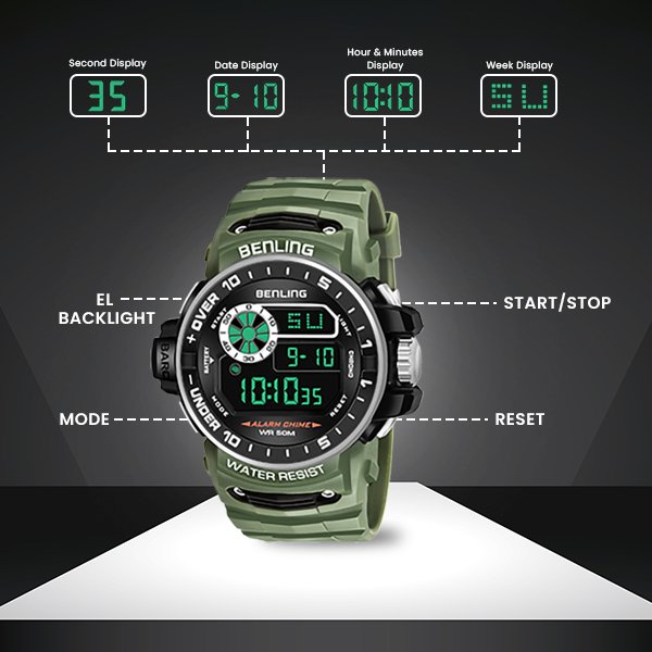 All Day Wearable Digital Watch for men with Stopwatch | Calendar | Alarm | 6057