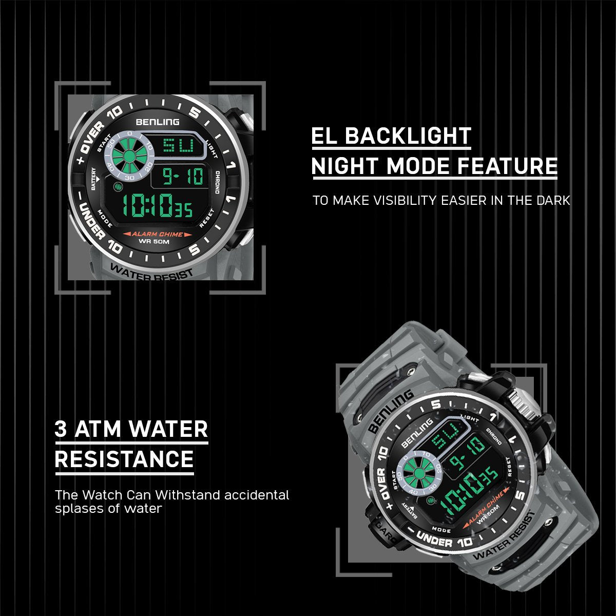 All Day Wearable Digital Watch for men with Stopwatch | Calendar | Alarm | 6057