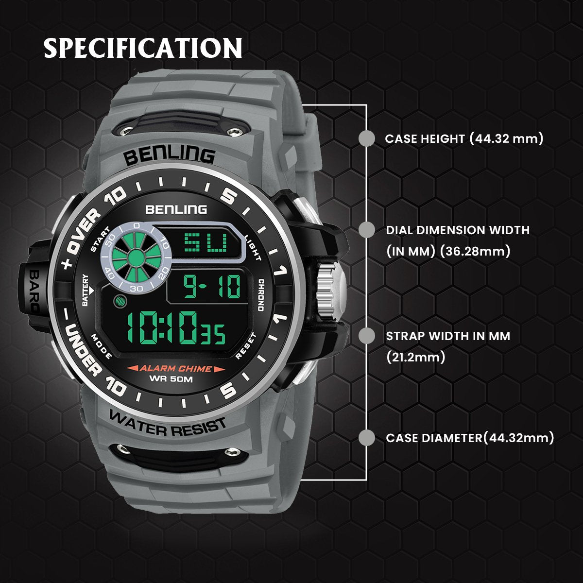 All Day Wearable Digital Watch for men with Stopwatch | Calendar | Alarm | 6057