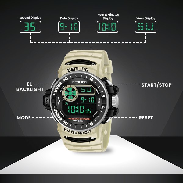 All Day Wearable Digital Watch for men with Stopwatch | Calendar | Alarm | 6057