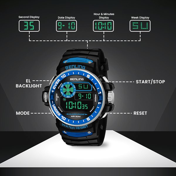 All Day Wearable Digital Watch for men with Stopwatch | Calendar | Alarm | 6057