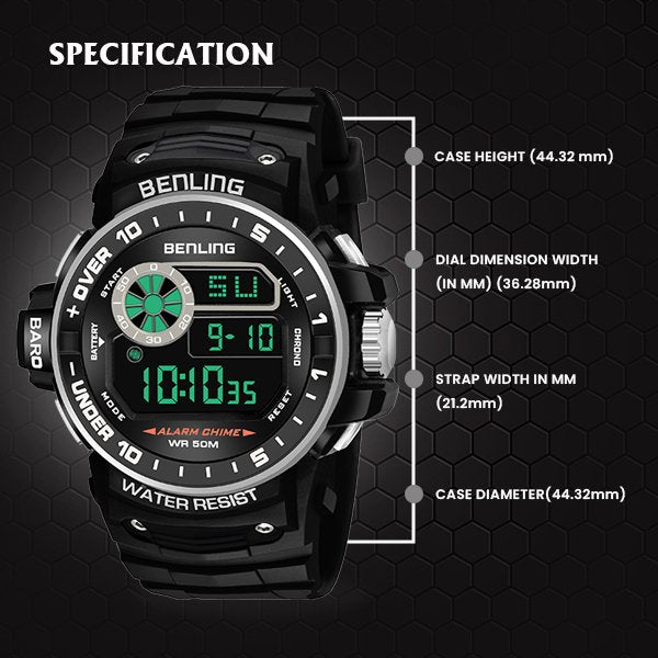 All Day Wearable Digital Watch for men with Stopwatch | Calendar | Alarm | 6057
