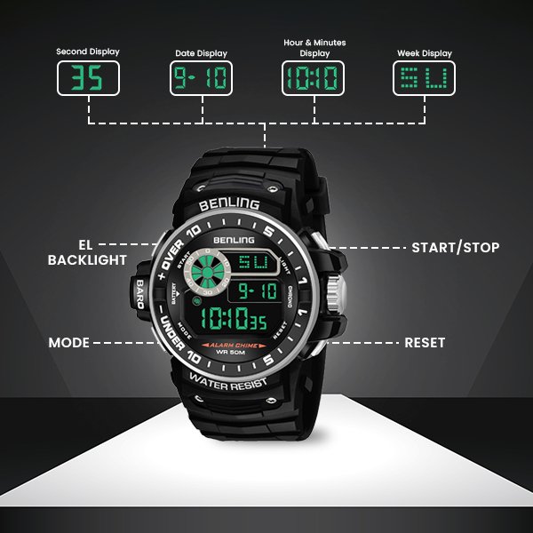 All Day Wearable Digital Watch for men with Stopwatch | Calendar | Alarm | 6057