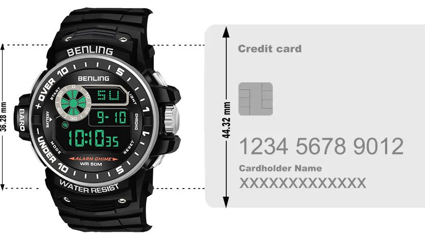 All Day Wearable Digital Watch with Stopwatch | Calendar | Alarm | 6057 - Benling