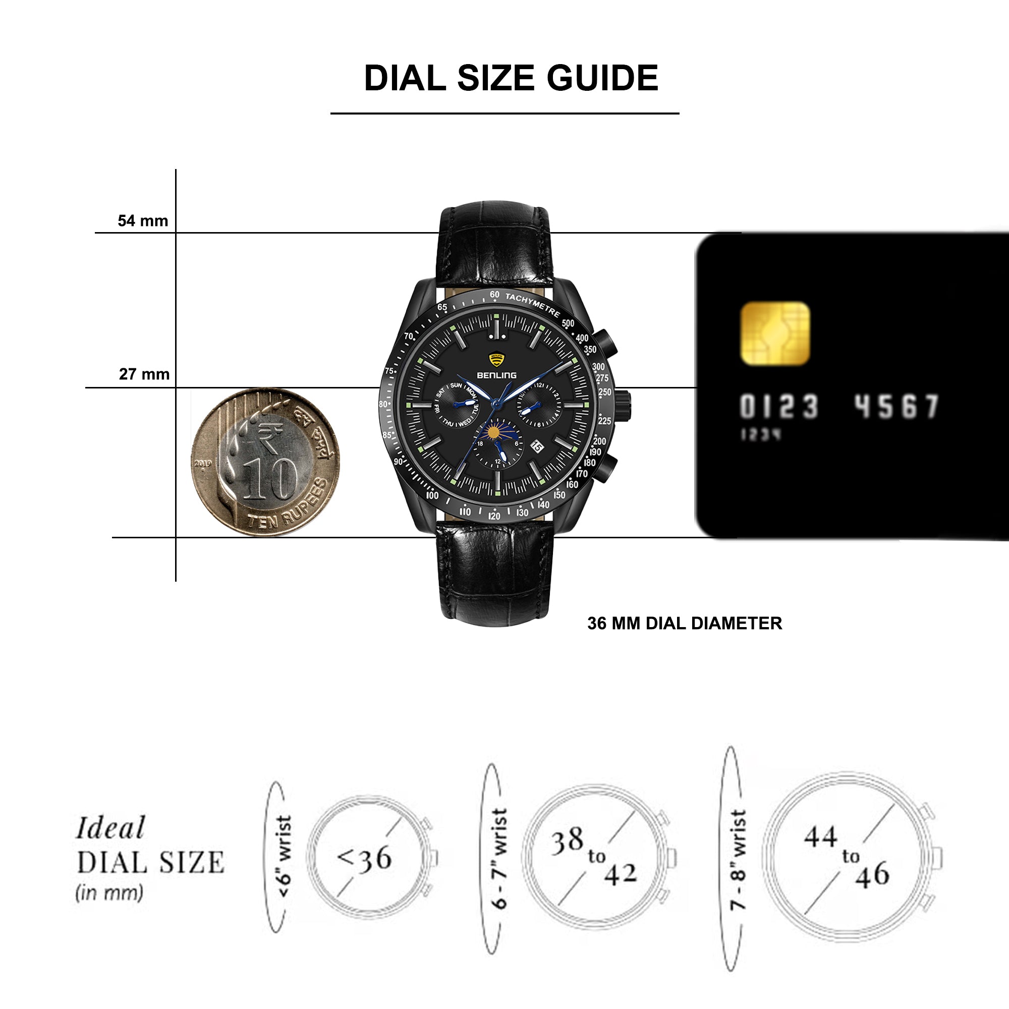 Benling Legacy Chrono Automatic Watch for Men with Premium Interchangeable Leather Strap – A Masterpiece of Mechanical Precision