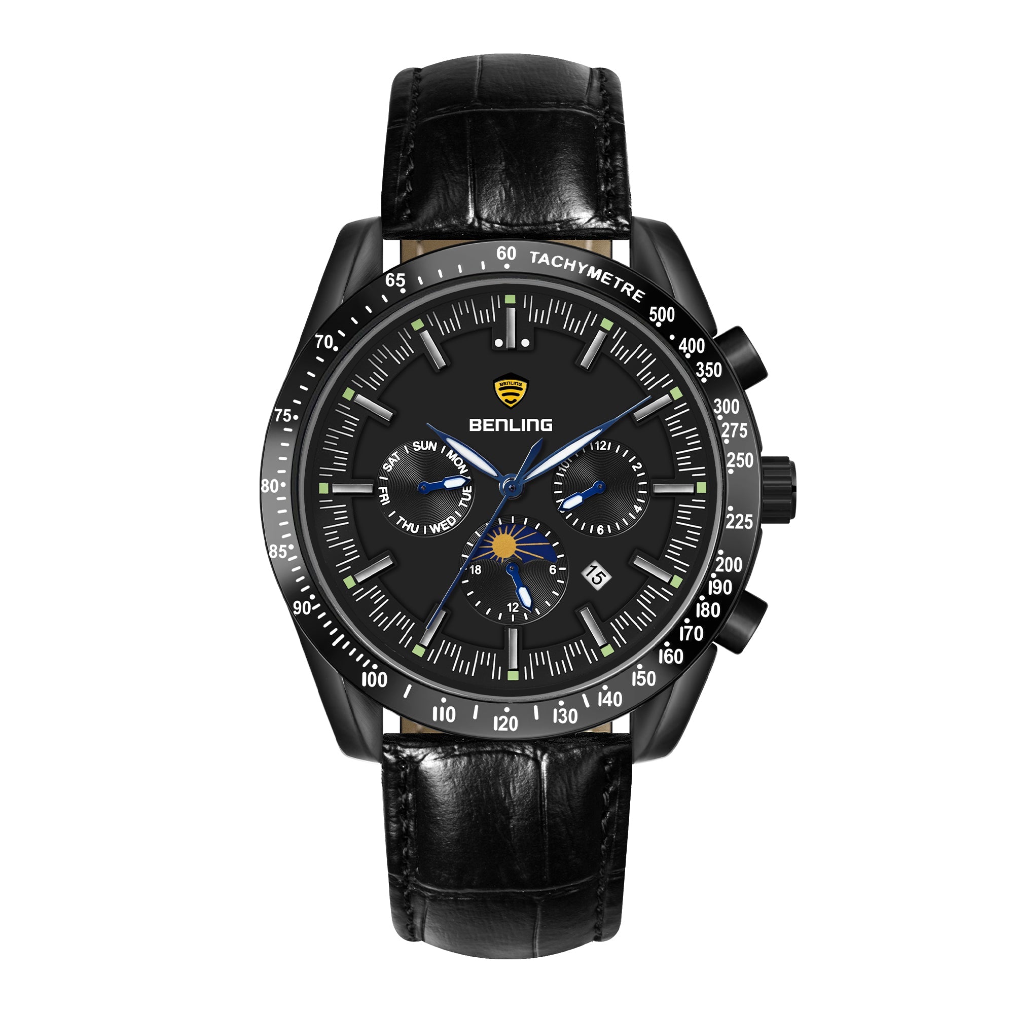 Benling Legacy Chrono Automatic Watch for Men with Interchangeable Leather Strap & Stainless Steel Chain –  A Masterpiece of Mechanical Precision