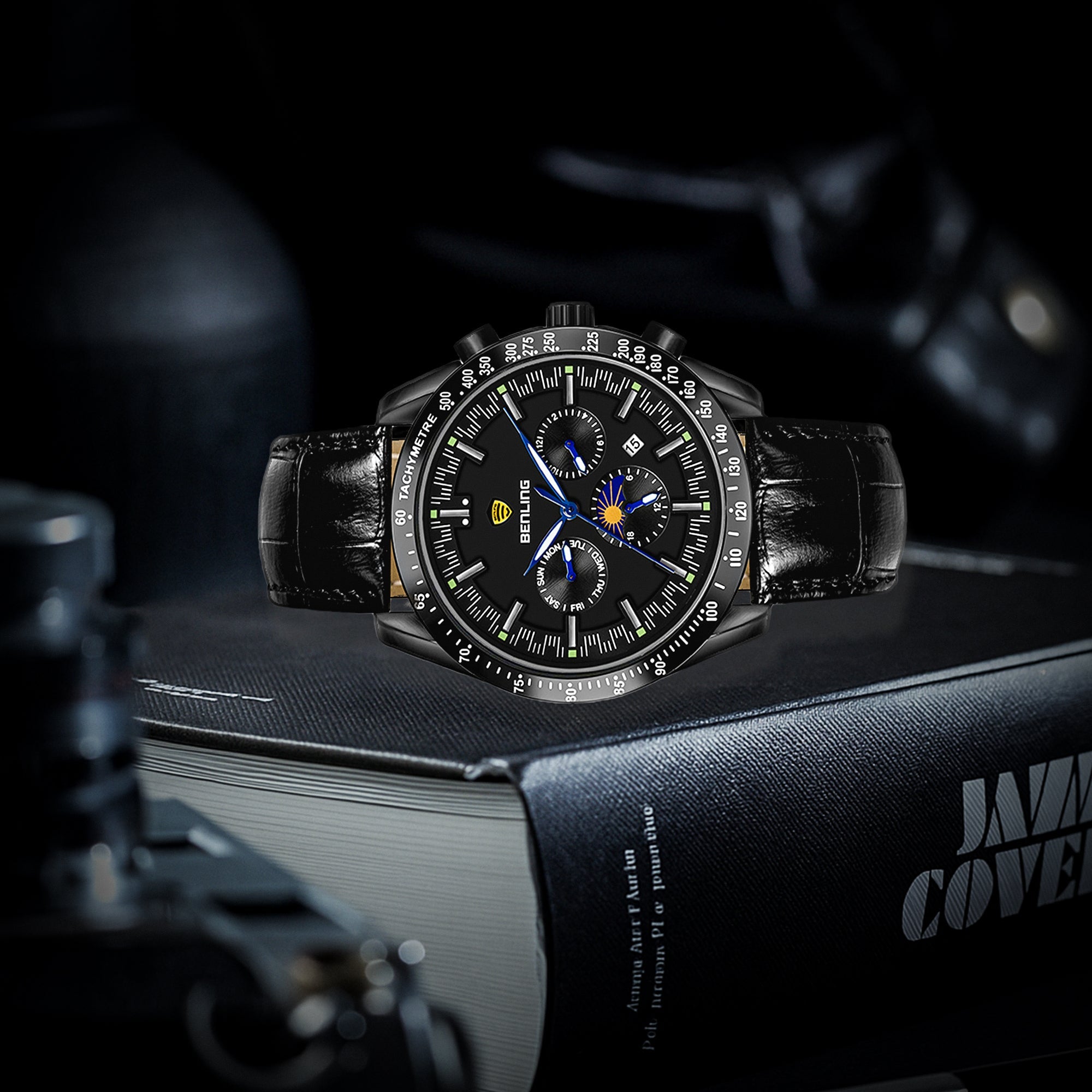 Benling Legacy Chrono Automatic Watch for Men with Interchangeable Leather Strap & Stainless Steel Chain –  A Masterpiece of Mechanical Precision