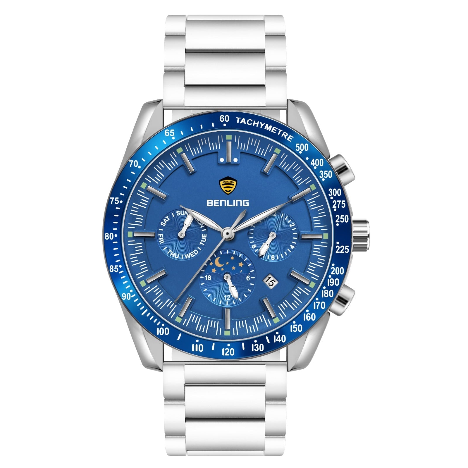 Benling Legacy Chrono Automatic Watch for Men with Interchangeable Leather Strap & Stainless Steel Chain –  A Masterpiece of Mechanical Precision