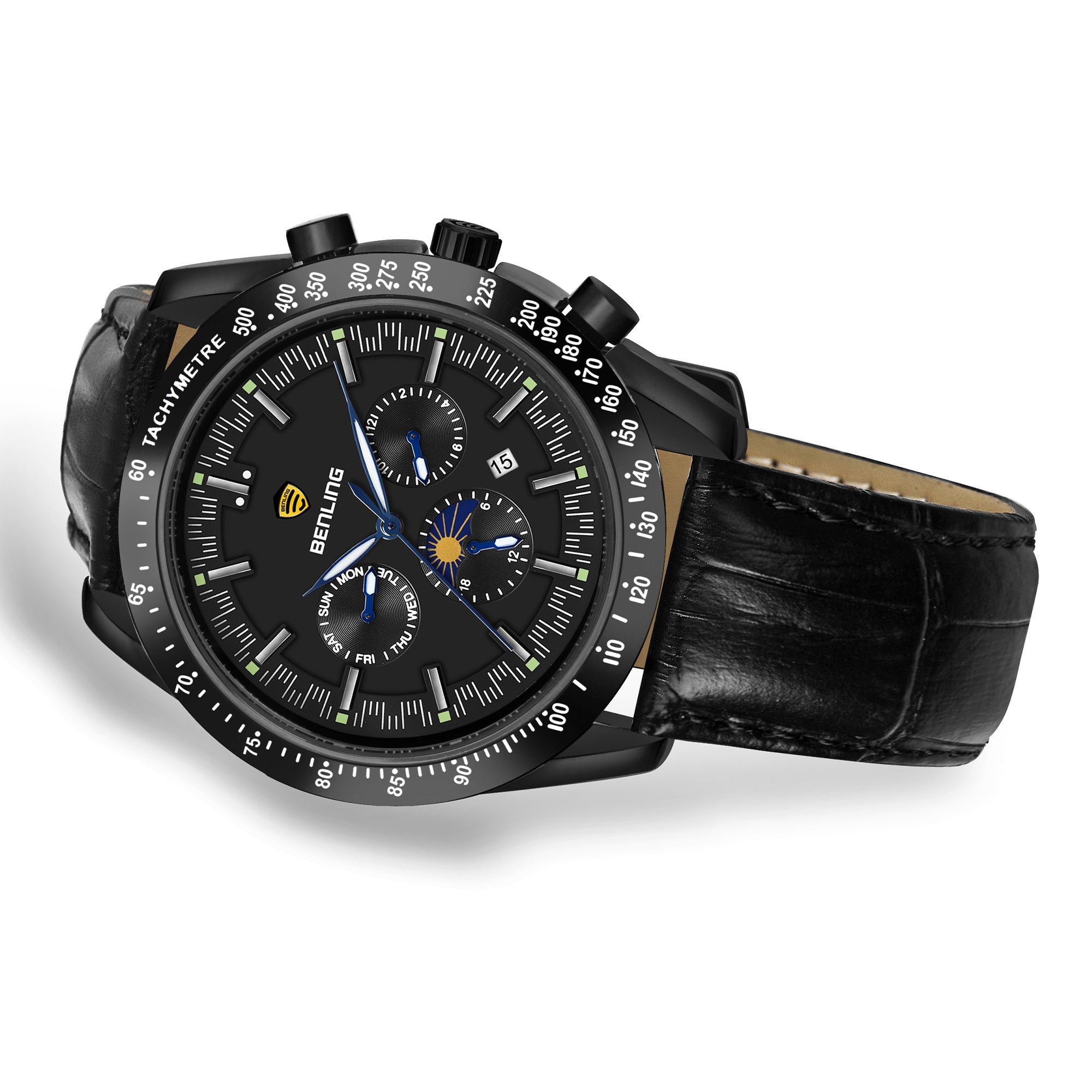 Benling Legacy Chrono Automatic Watch for Men with Interchangeable Leather Strap & Stainless Steel Chain –  A Masterpiece of Mechanical Precision