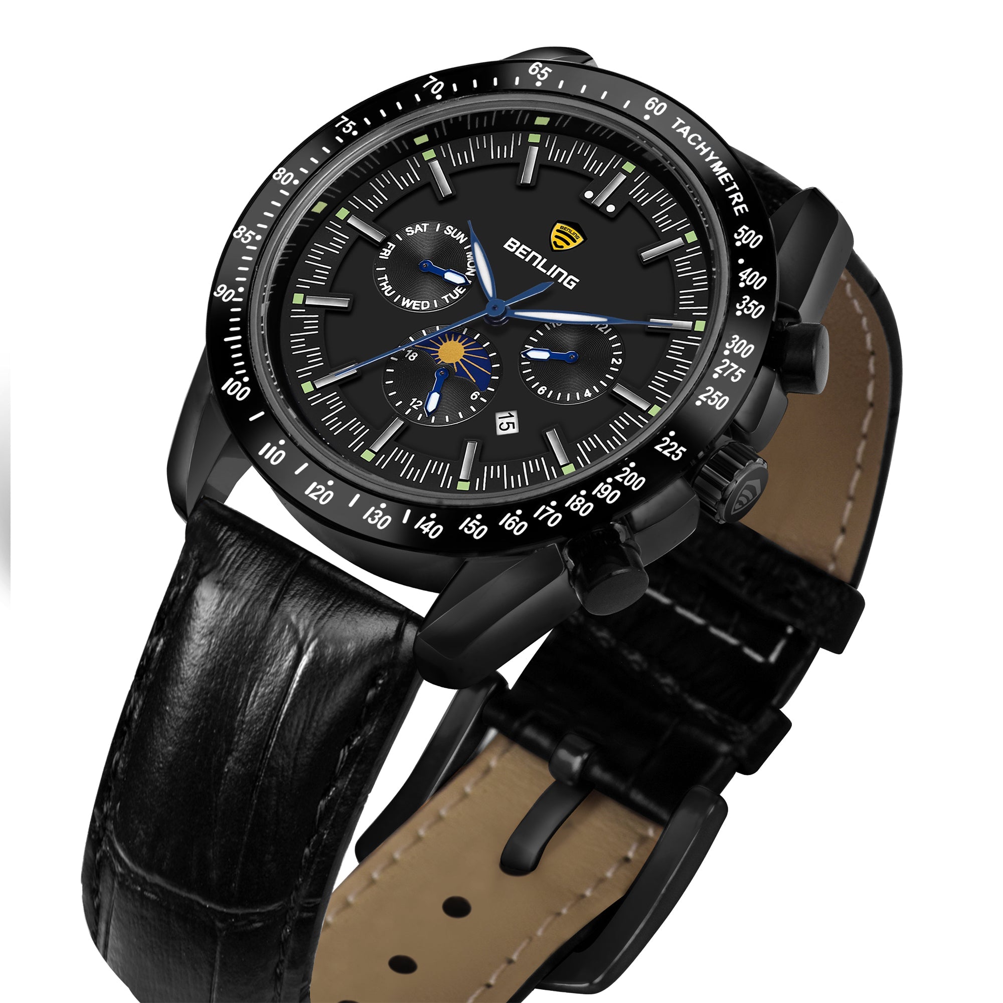 Benling Legacy Chrono Automatic Watch for Men with Interchangeable Leather Strap & Stainless Steel Chain –  A Masterpiece of Mechanical Precision
