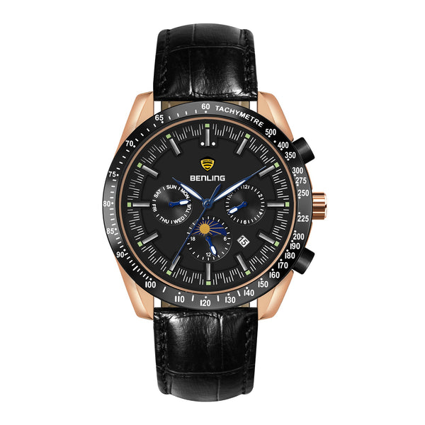 Benling Legacy Chrono Automatic Watch for Men with Premium Interchangeable Leather Strap – A Masterpiece of Mechanical Precision