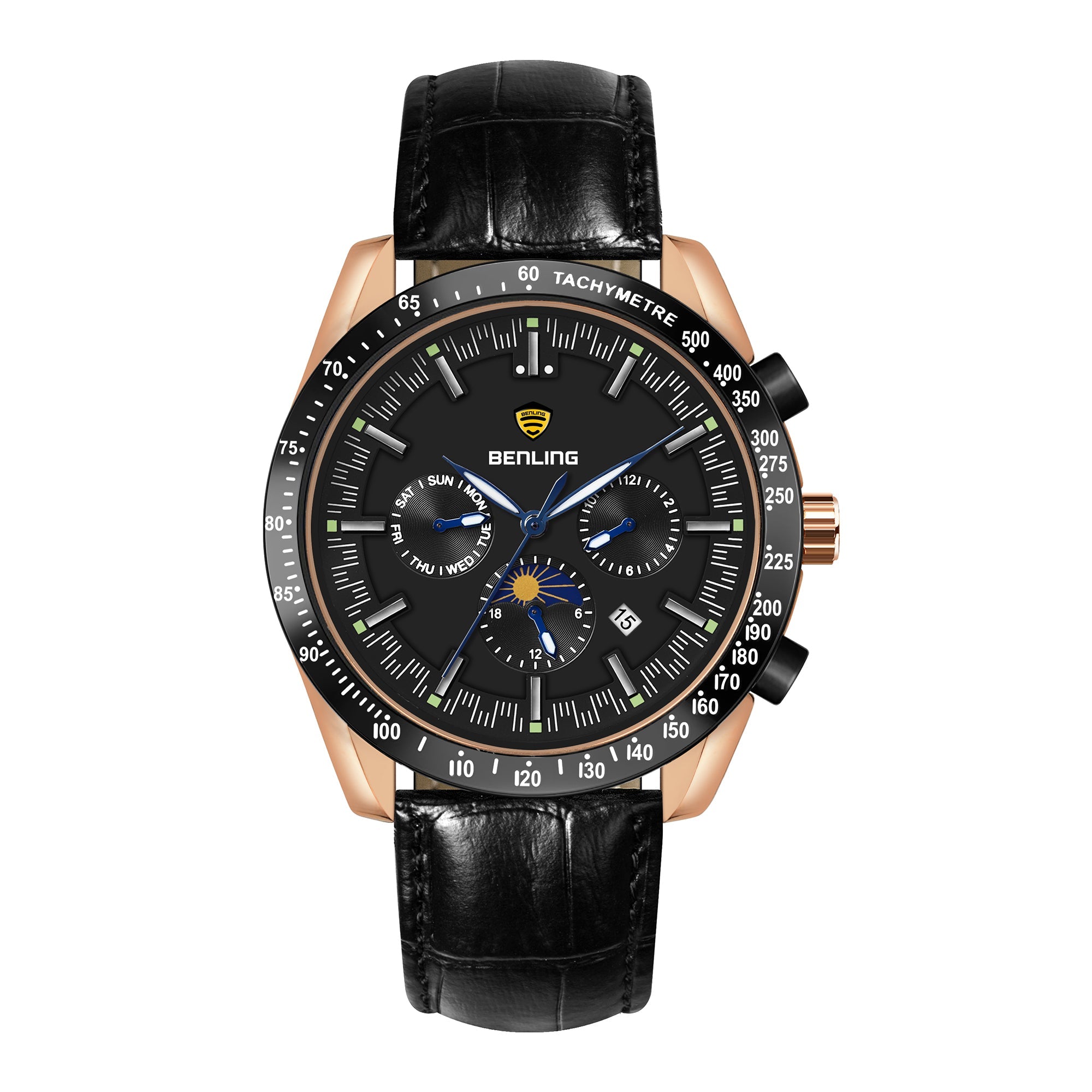 Benling Legacy Chrono Automatic Watch for Men with Interchangeable Leather Strap & Stainless Steel Chain –  A Masterpiece of Mechanical Precision