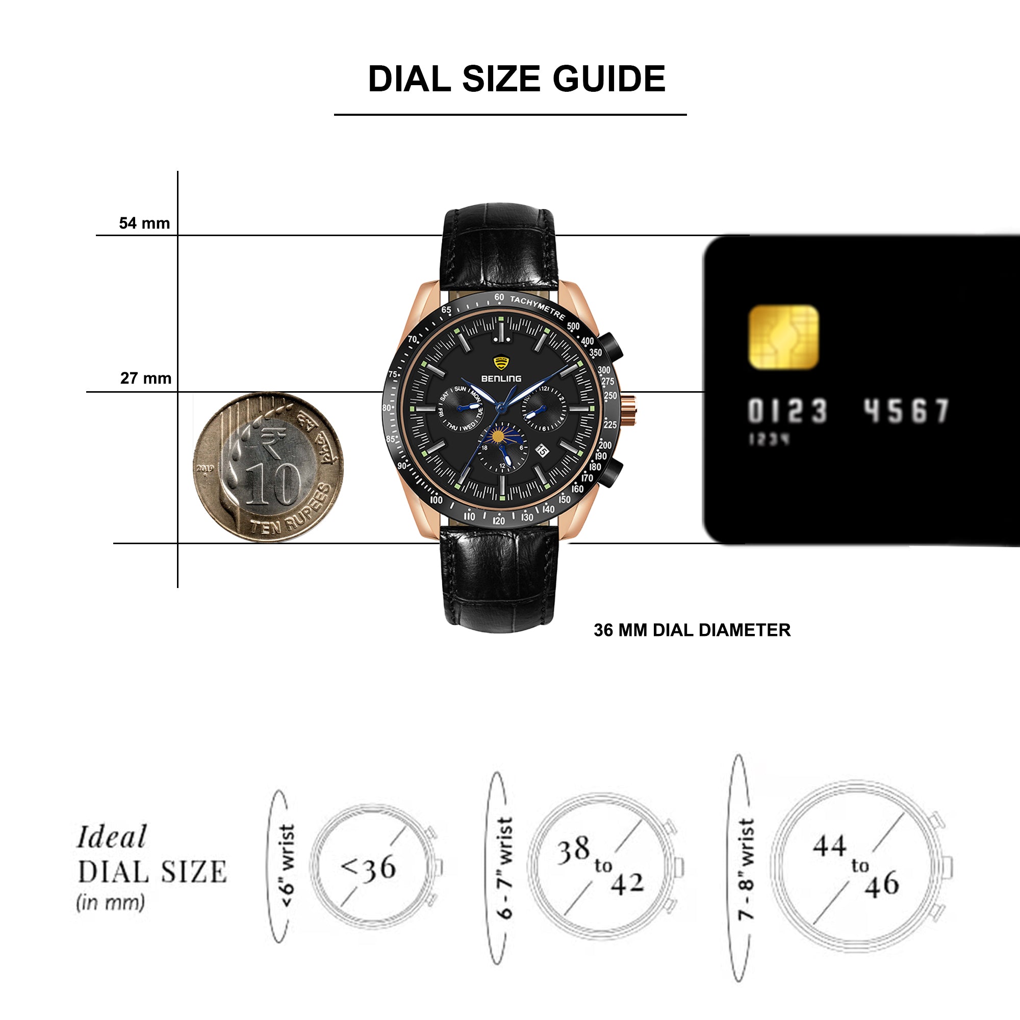 Benling Legacy Chrono Automatic Watch for Men with Interchangeable Leather Strap & Stainless Steel Chain –  A Masterpiece of Mechanical Precision