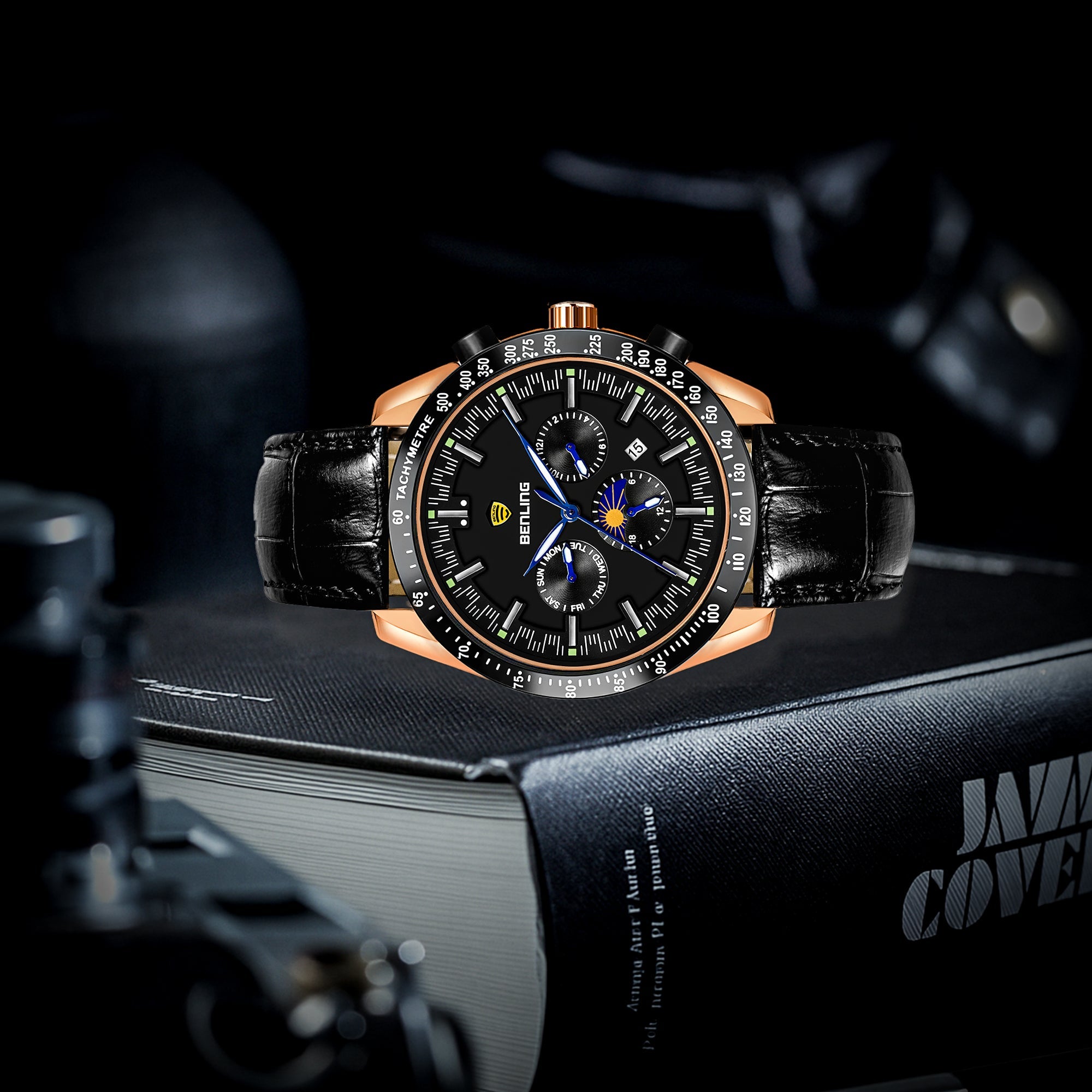 Benling Legacy Chrono Automatic Watch for Men with Interchangeable Leather Strap & Stainless Steel Chain –  A Masterpiece of Mechanical Precision