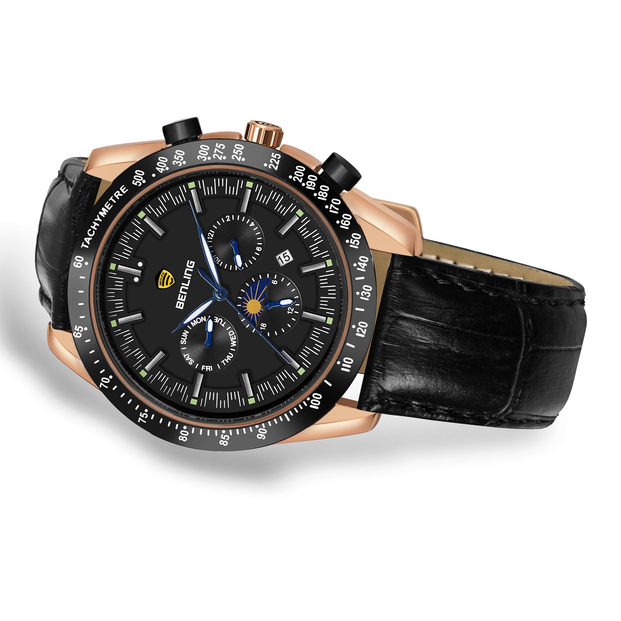 Benling Legacy Chrono Automatic Watch for Men with Interchangeable Leather Strap & Stainless Steel Chain –  A Masterpiece of Mechanical Precision