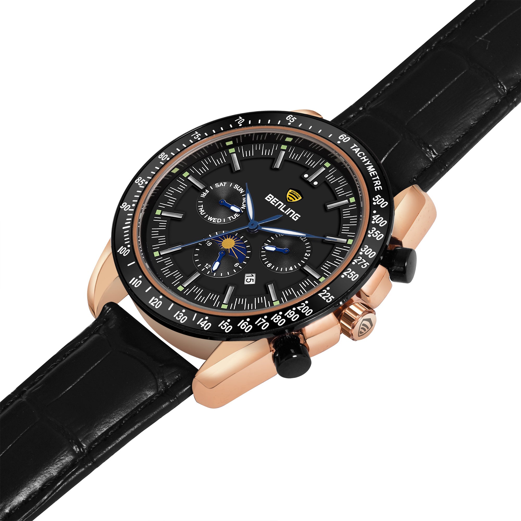 Benling Legacy Chrono Automatic Watch for Men with Interchangeable Leather Strap & Stainless Steel Chain –  A Masterpiece of Mechanical Precision