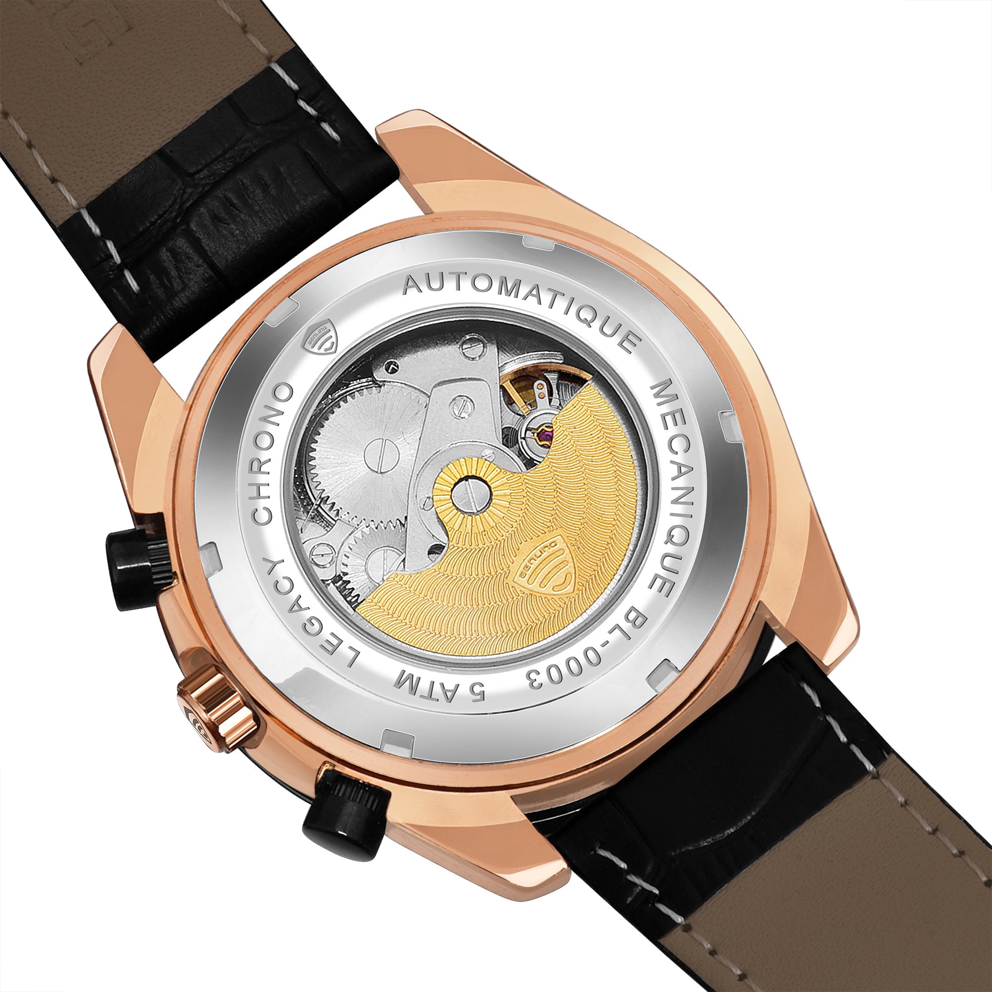 Benling Legacy Chrono Automatic Watch for Men with Interchangeable Leather Strap & Stainless Steel Chain –  A Masterpiece of Mechanical Precision