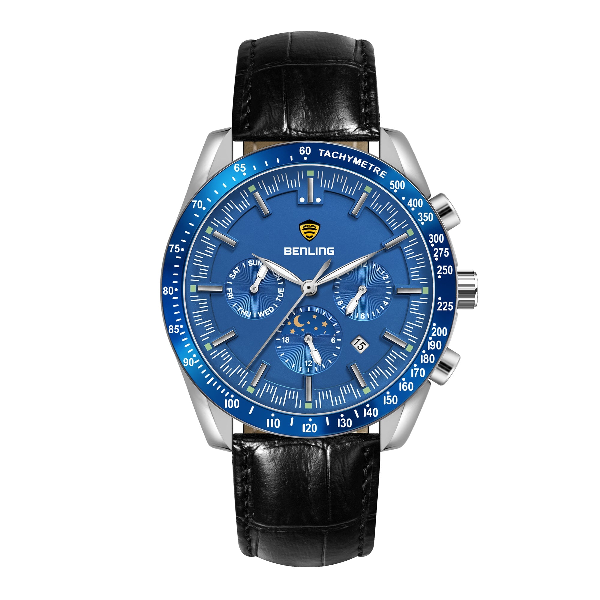 Benling Legacy Chrono Automatic Watch for Men with Interchangeable Leather Strap & Stainless Steel Chain –  A Masterpiece of Mechanical Precision