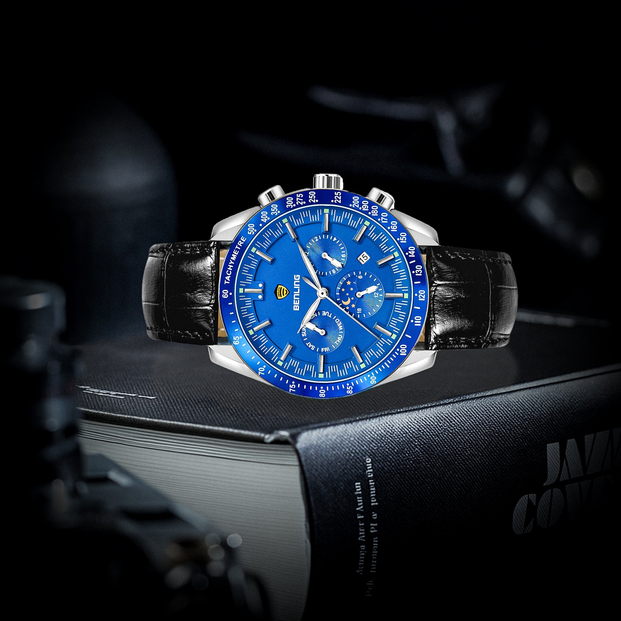 Benling Legacy Chrono Automatic Watch for Men with Interchangeable Leather Strap & Stainless Steel Chain –  A Masterpiece of Mechanical Precision