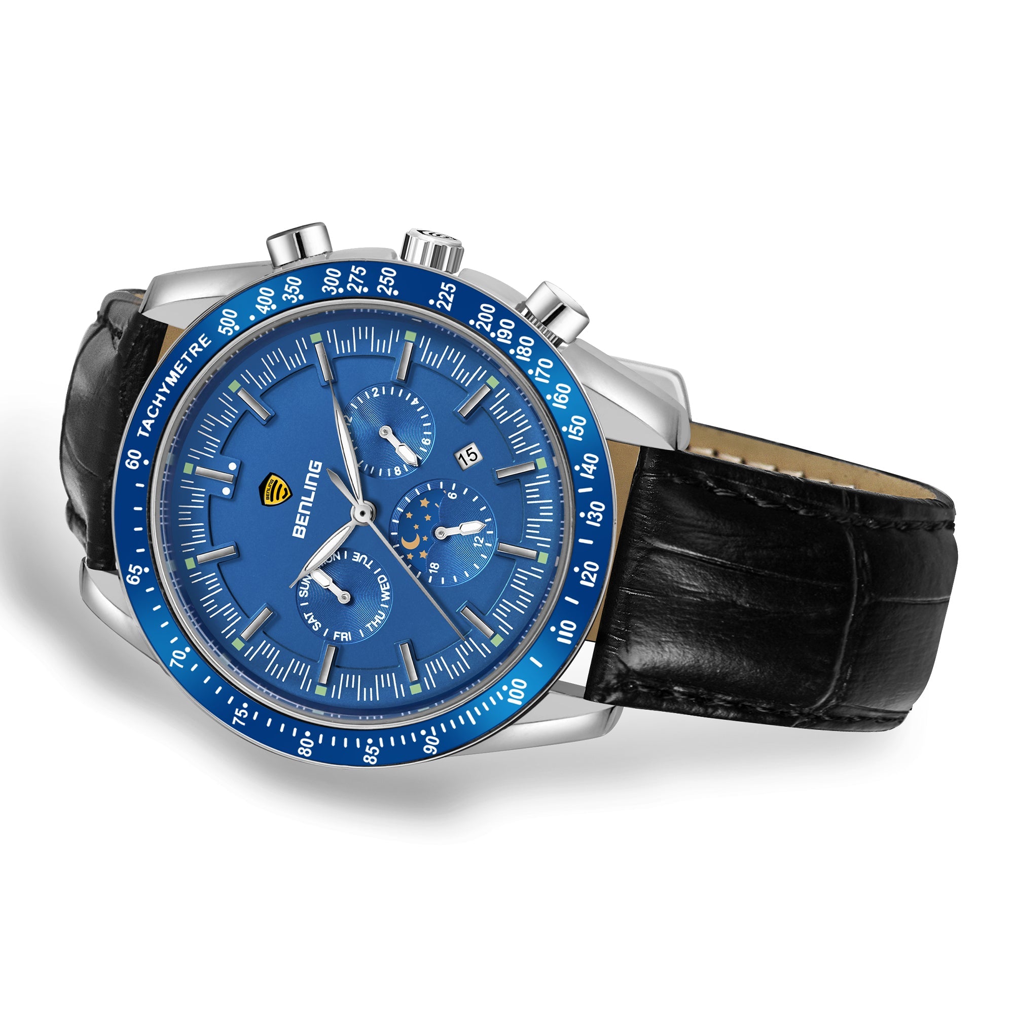 Benling Legacy Chrono Automatic Watch for Men with Interchangeable Leather Strap & Stainless Steel Chain –  A Masterpiece of Mechanical Precision
