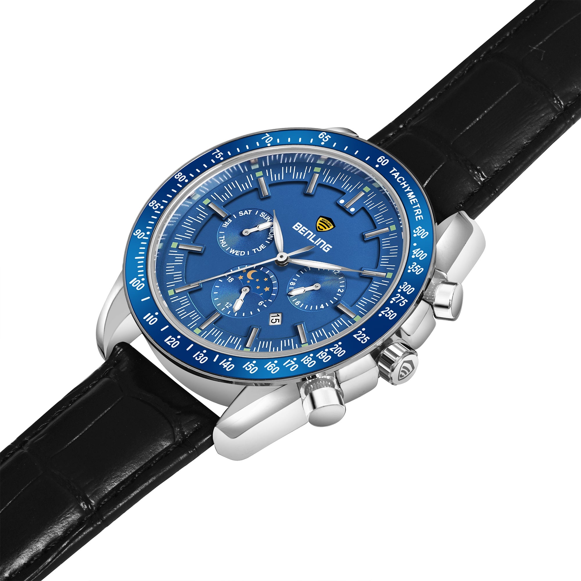 Benling Legacy Chrono Automatic Watch for Men with Interchangeable Leather Strap & Stainless Steel Chain –  A Masterpiece of Mechanical Precision