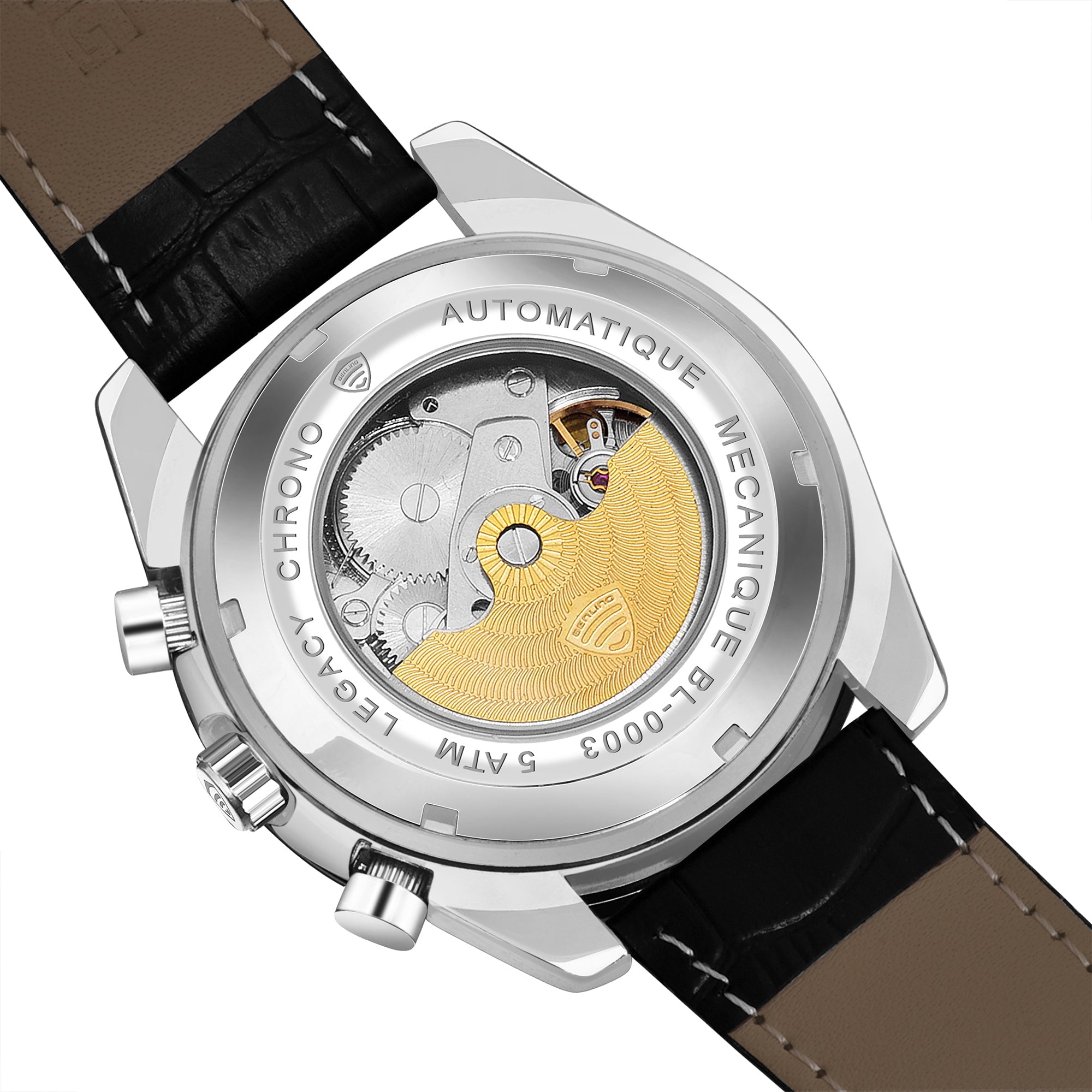 Benling Legacy Chrono Automatic Watch for Men with Interchangeable Leather Strap & Stainless Steel Chain –  A Masterpiece of Mechanical Precision