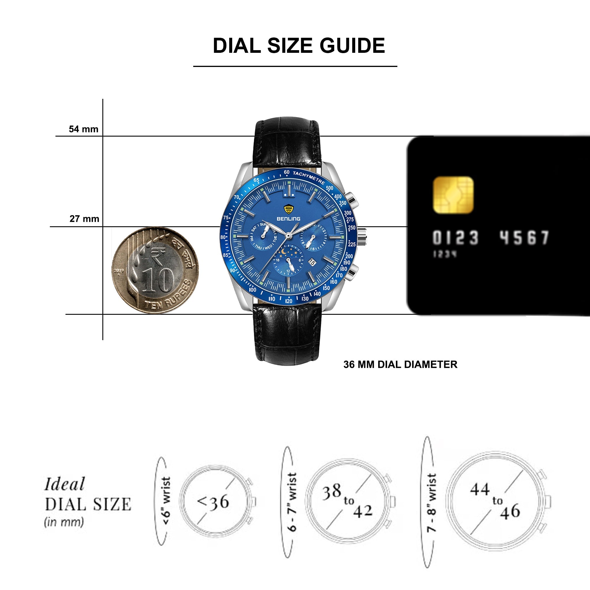Benling Legacy Chrono Automatic Watch for Men with Interchangeable Leather Strap & Stainless Steel Chain –  A Masterpiece of Mechanical Precision
