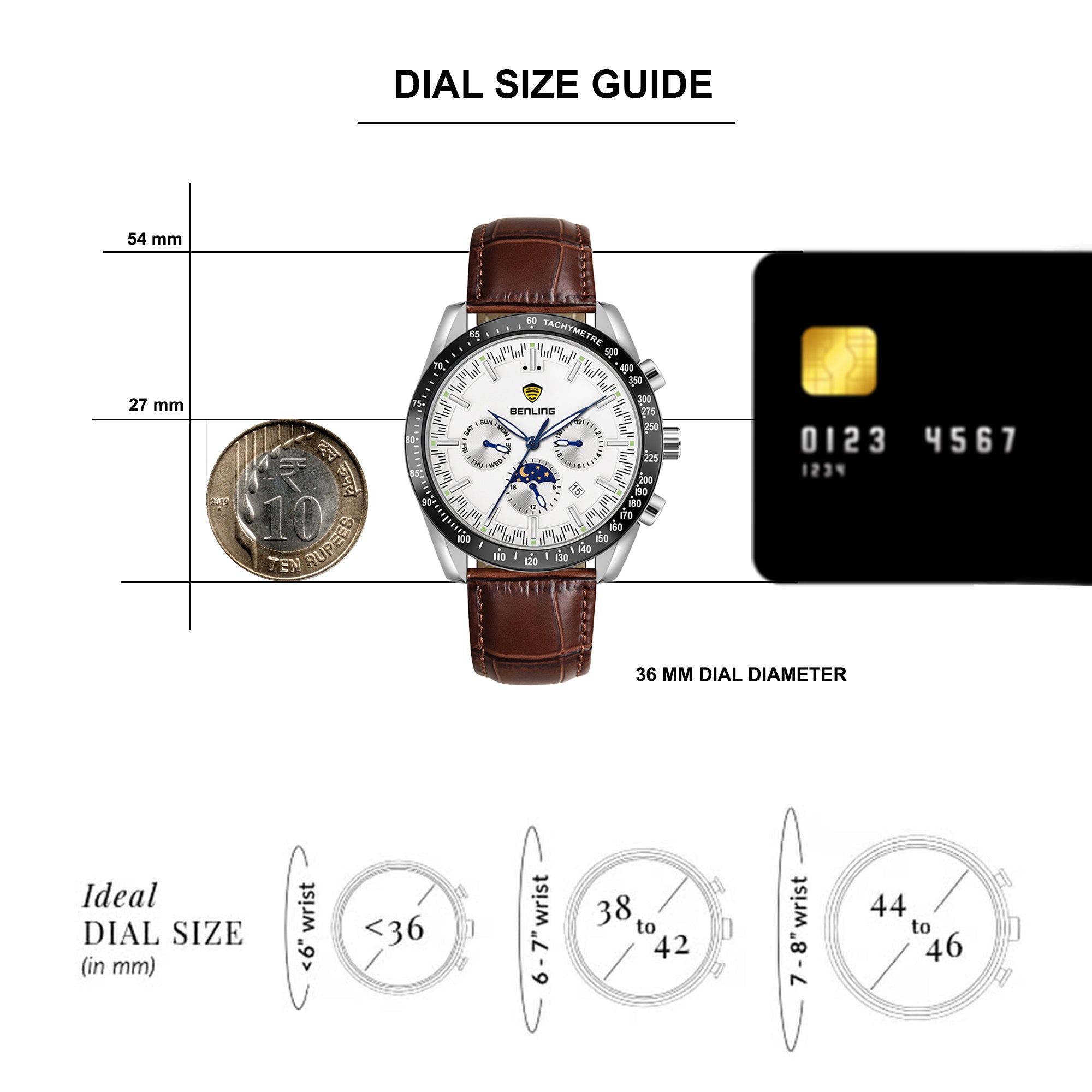 Benling Legacy Chrono Automatic Watch for Men with Interchangeable Leather Strap & Stainless Steel Chain –  A Masterpiece of Mechanical Precision