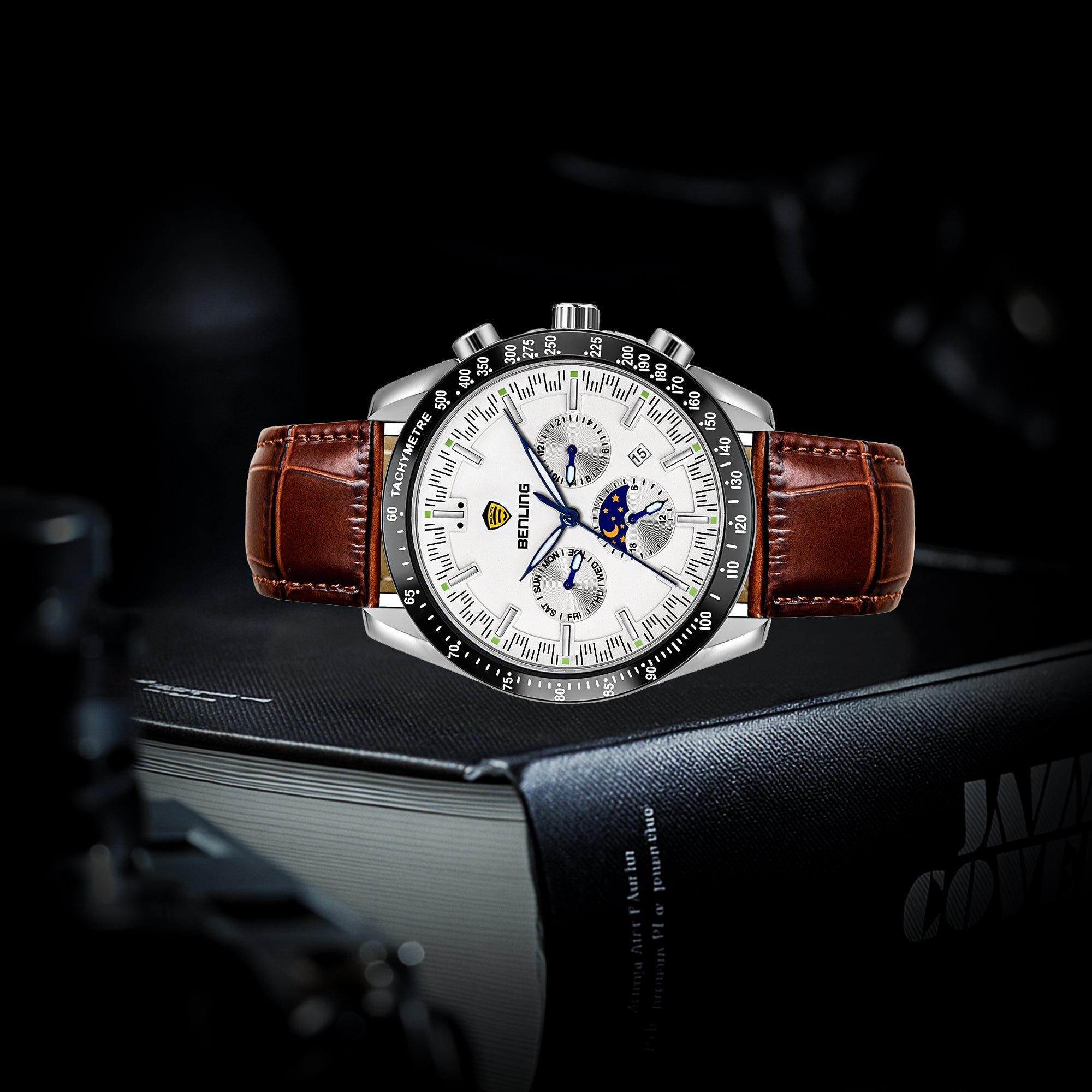 Benling Legacy Chrono Automatic Watch for Men with Interchangeable Leather Strap & Stainless Steel Chain –  A Masterpiece of Mechanical Precision