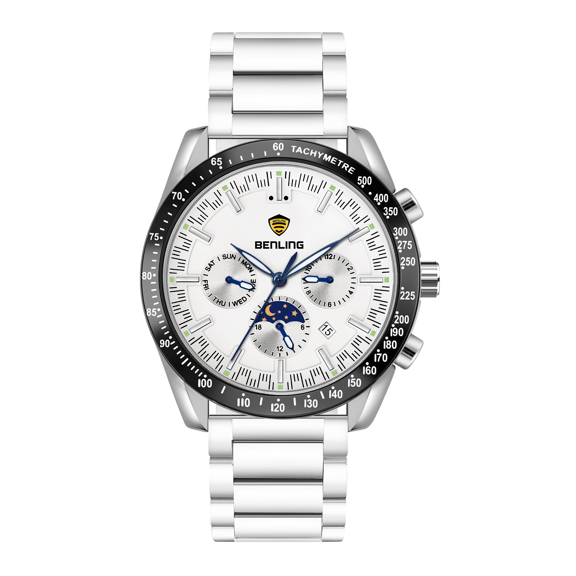 Benling Legacy Chrono Automatic Watch for Men with Interchangeable Leather Strap & Stainless Steel Chain –  A Masterpiece of Mechanical Precision