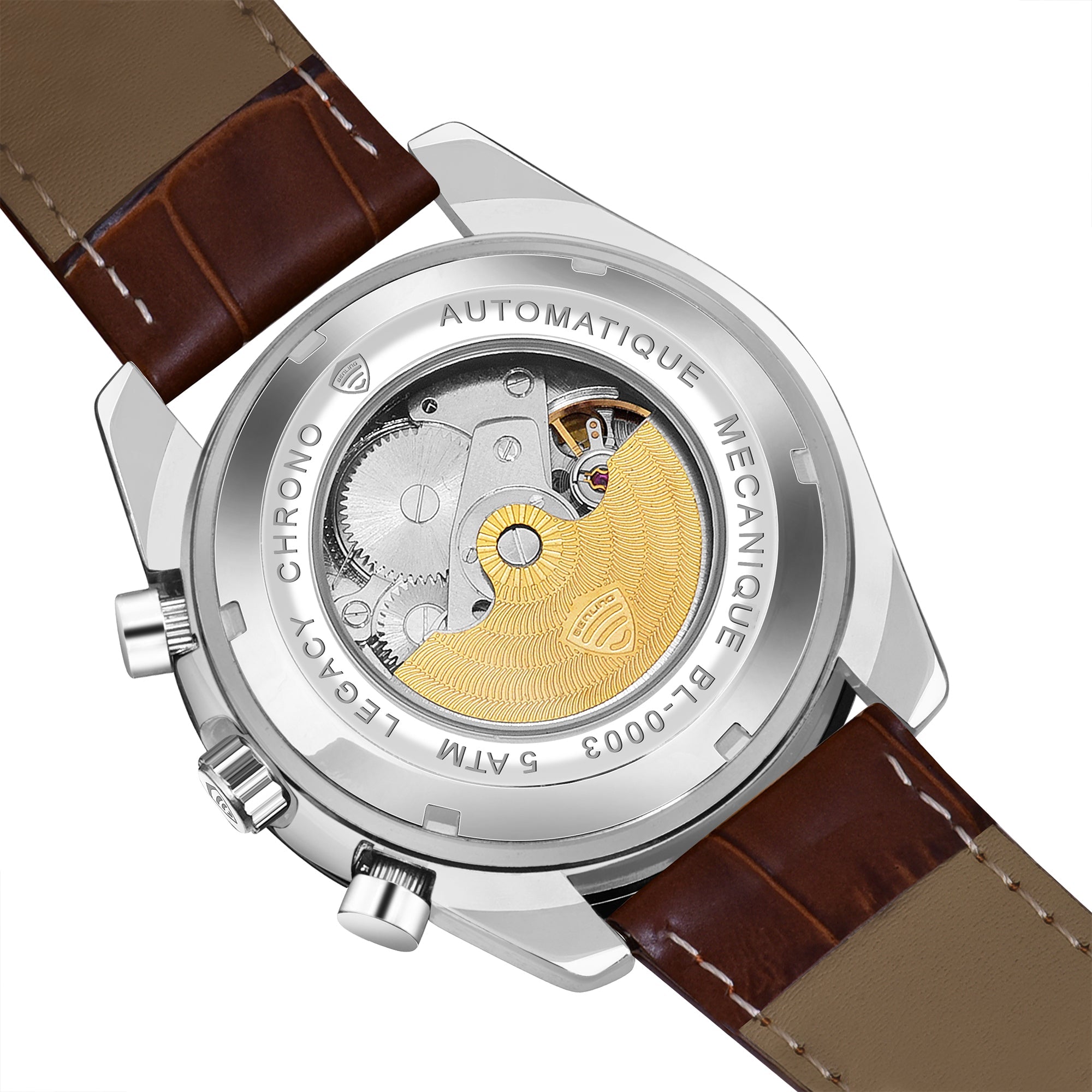 Benling Legacy Chrono Automatic Watch for Men with Interchangeable Leather Strap & Stainless Steel Chain –  A Masterpiece of Mechanical Precision