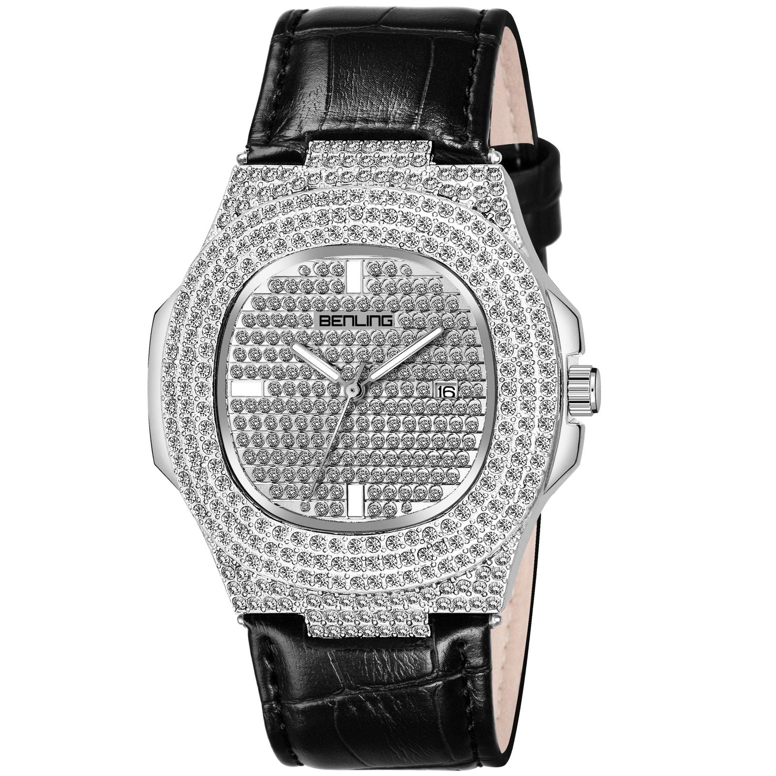 BENLING Analog Square Diamond Studded Unisex Watch Rose Gold - Benling