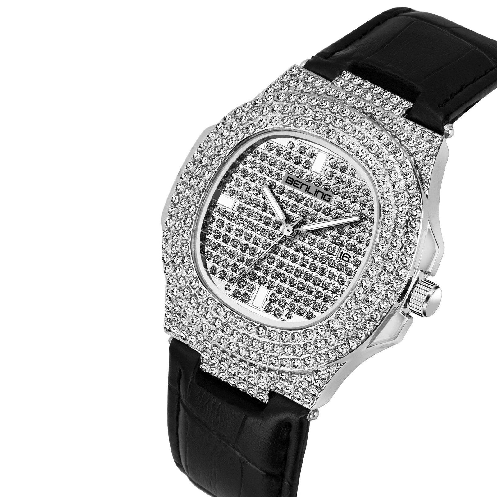 BENLING Analog Square Diamond Studded Unisex Watch.