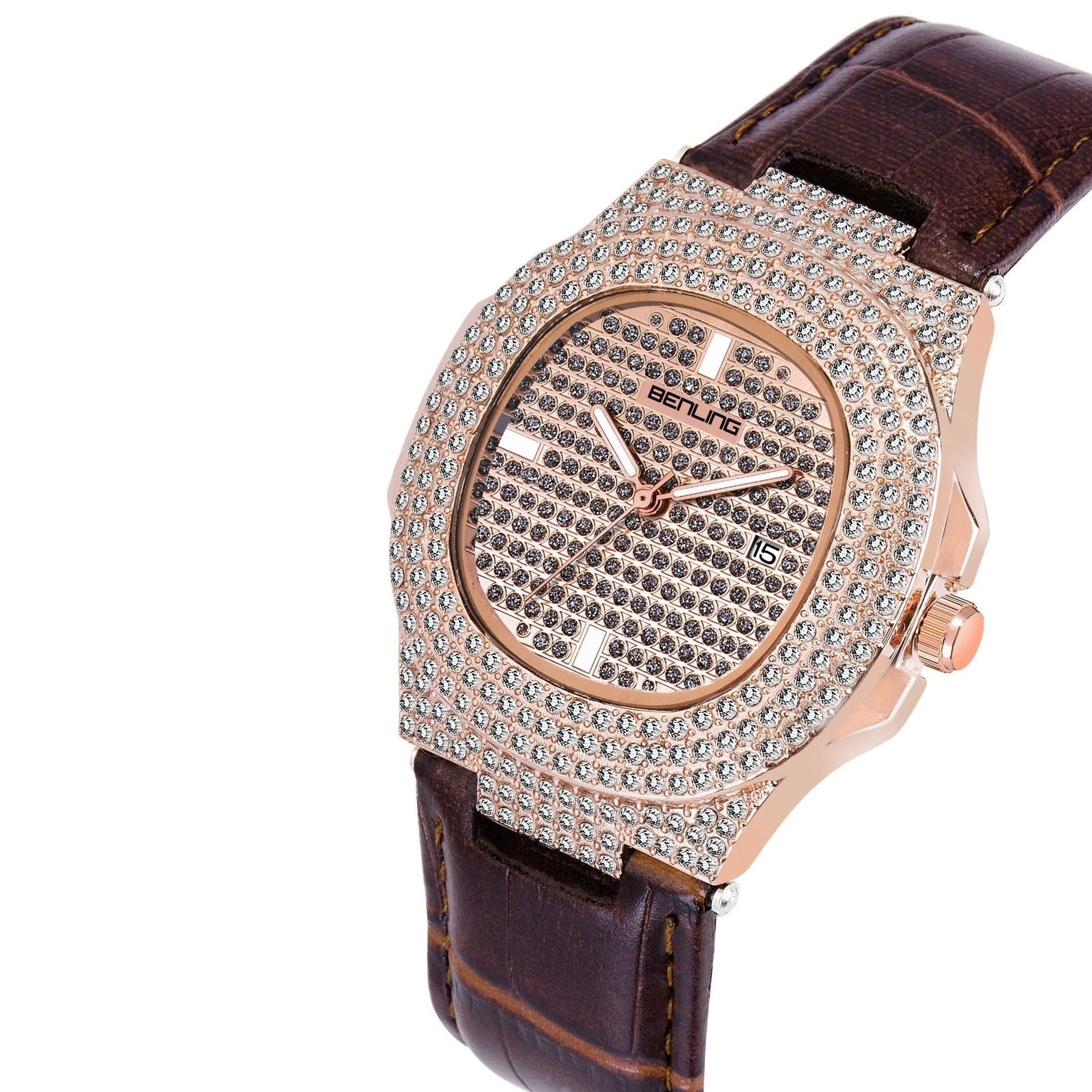 BENLING Analog Square Diamond Studded Unisex Watch.