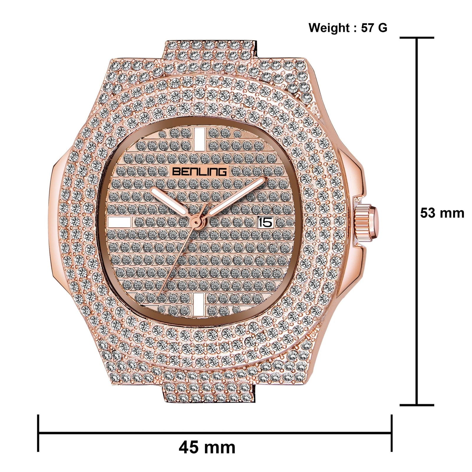 BENLING Analog Square Diamond Studded Unisex Watch Rose Gold - Benling