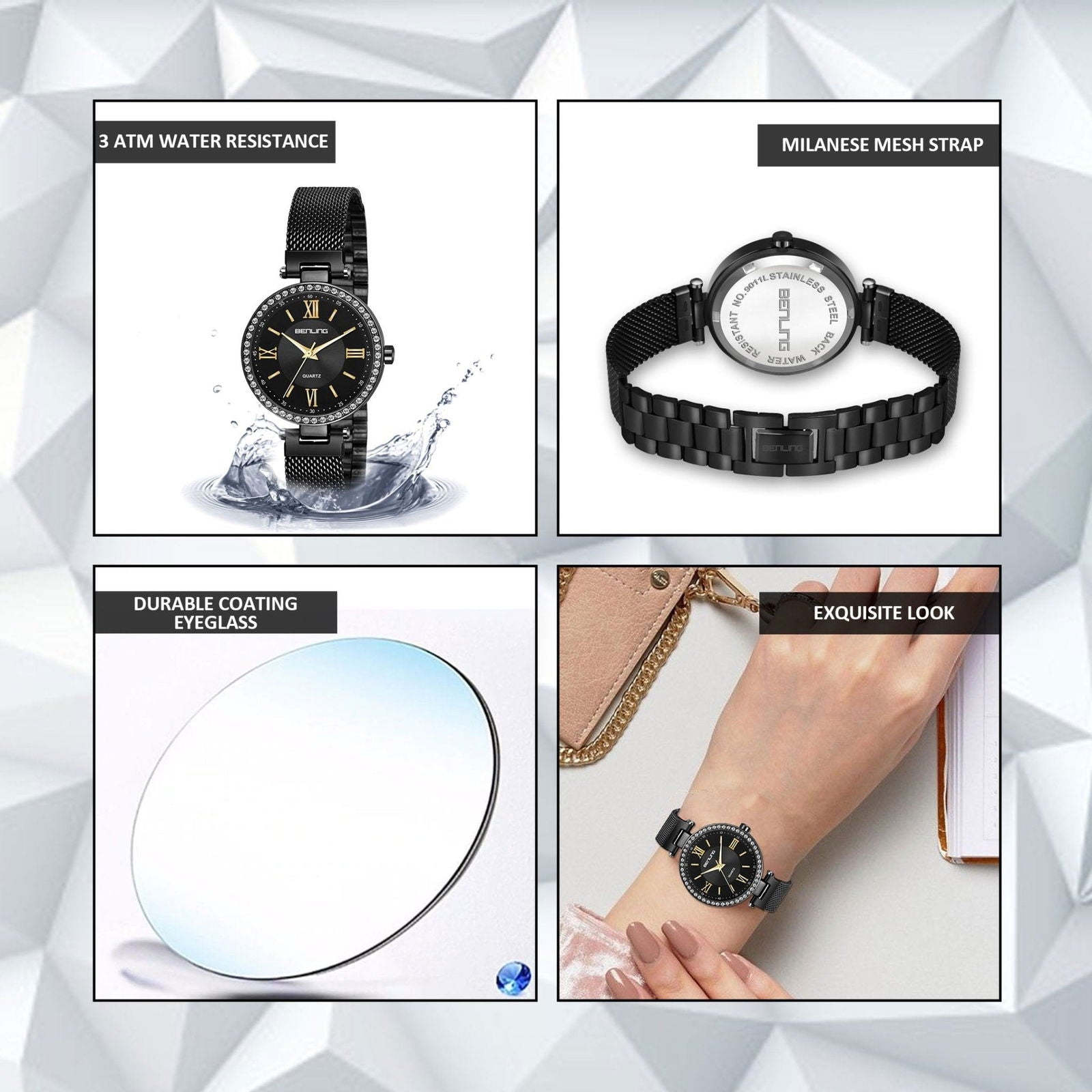 BENLING BL-1023 Long Lasting Plating Stainless Steel Analog Watch For Girls | Women