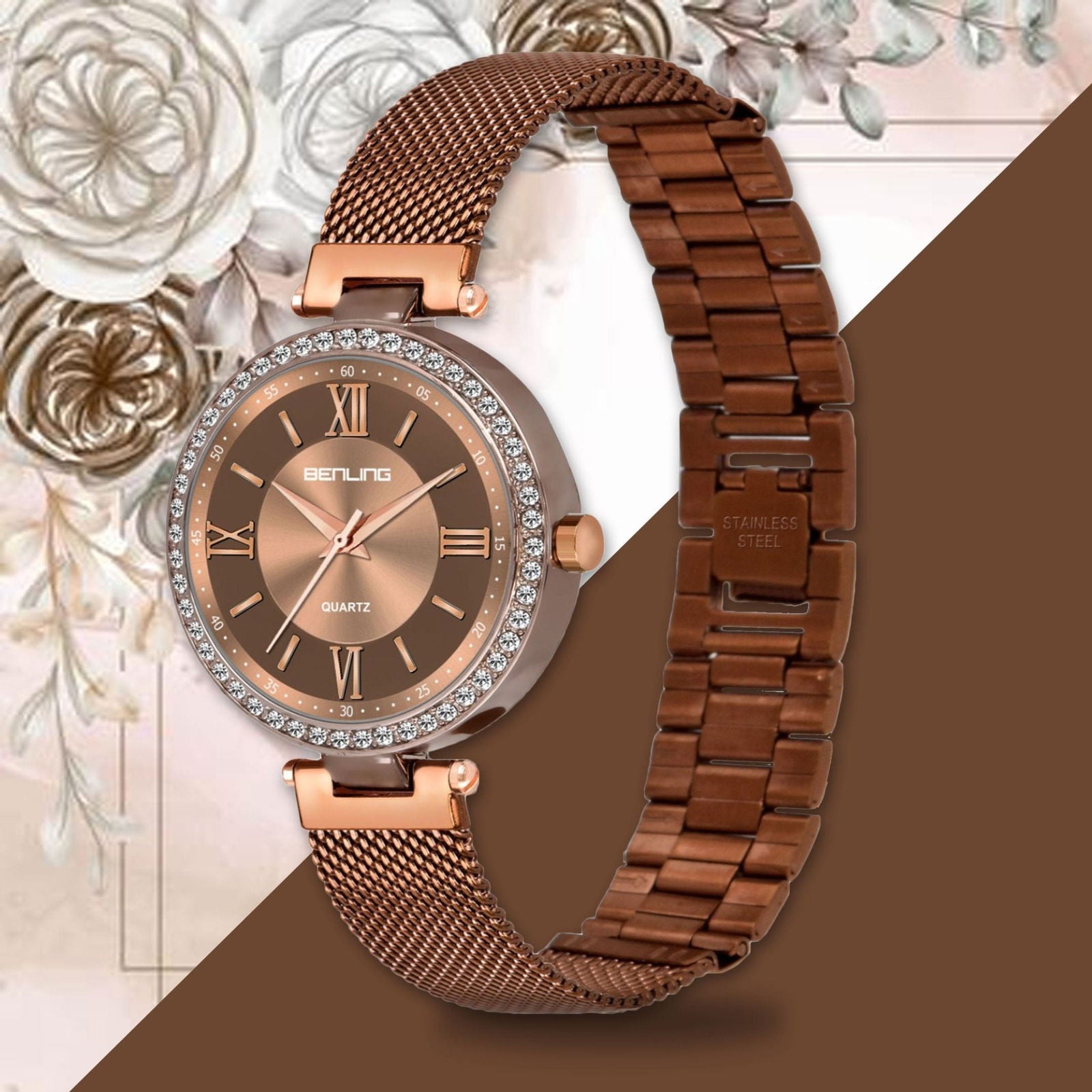 BENLING BL-1023 Long Lasting Plating Stainless Steel Analog Watch For Girls | Women