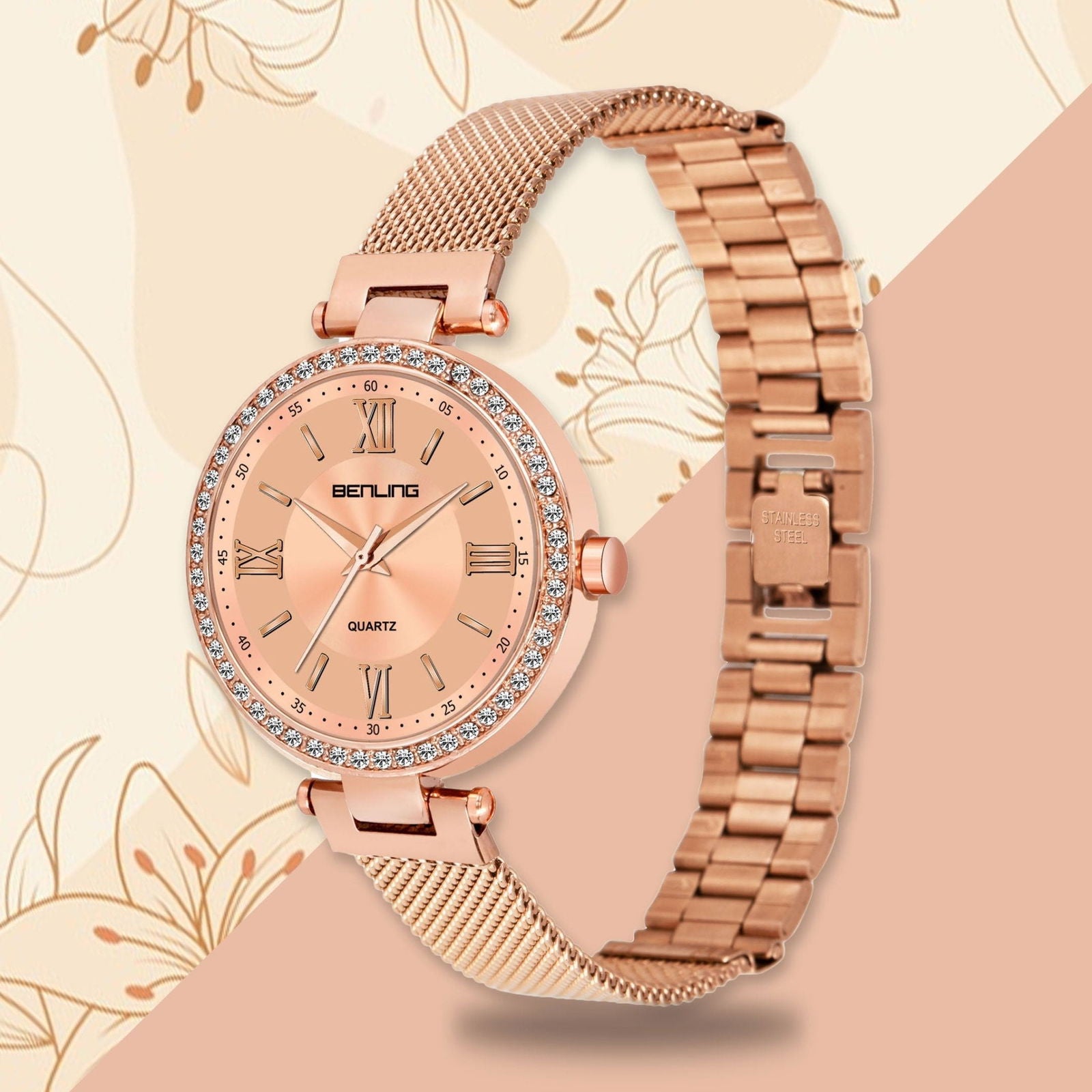 BENLING BL-1023 Long Lasting Plating Stainless Steel Analog Watch For Girls | Women