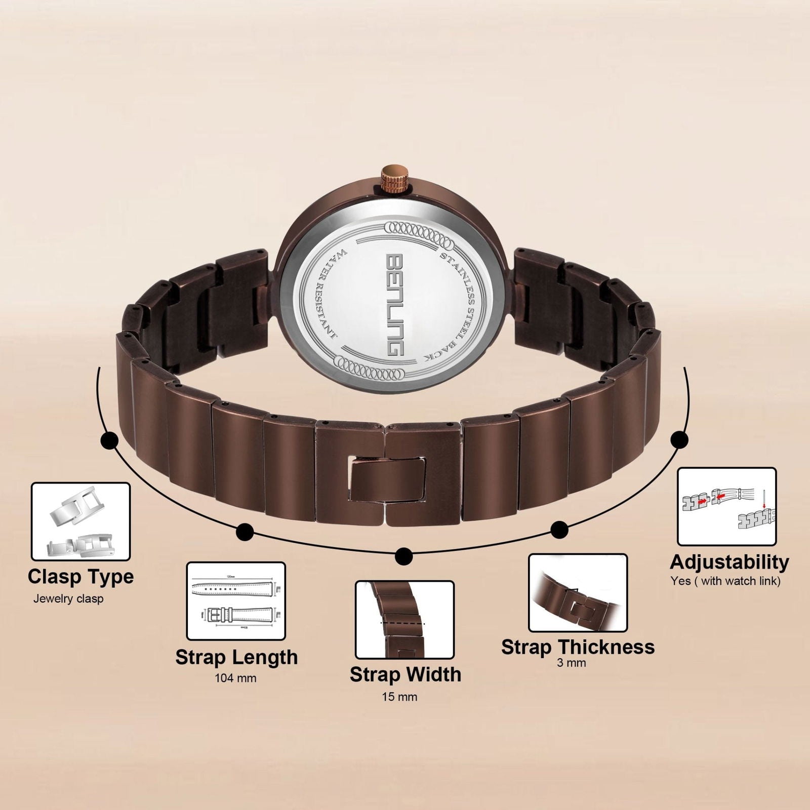 BENLING BL-1029 Basics Analog With Stainless Steel Chain Watch For Girls | Women