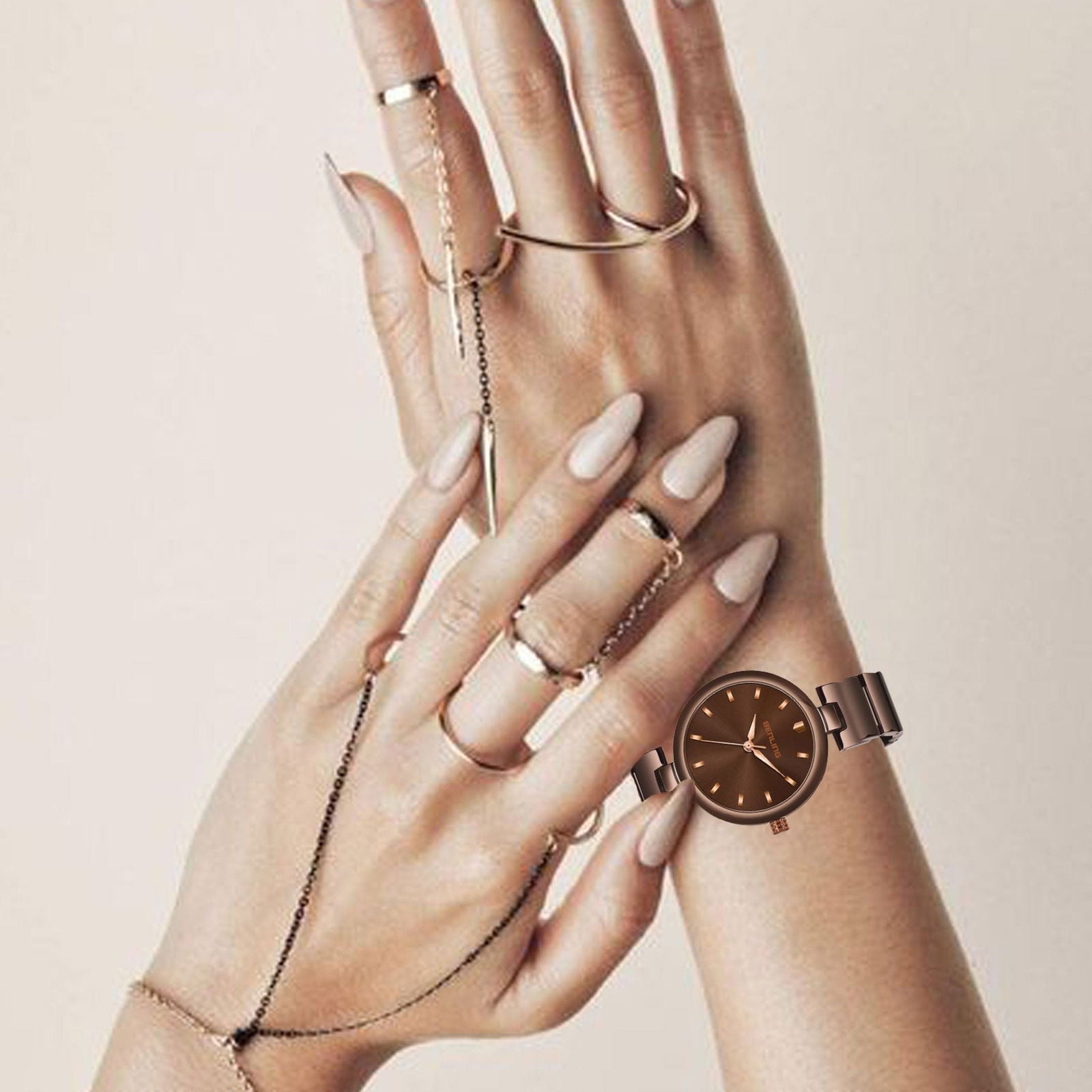 BENLING BL-1029 Basics Analog With Stainless Steel Chain Watch For Girls | Women