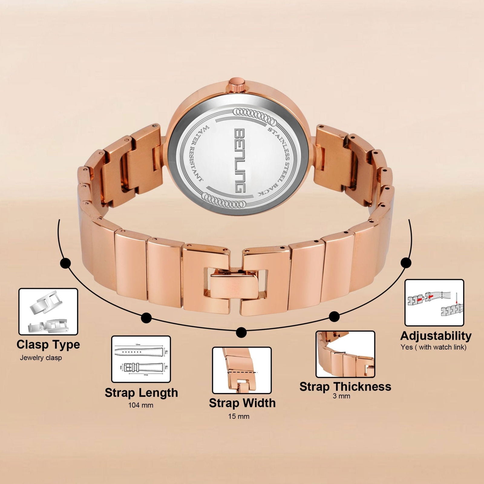 BENLING BL-1029 Basics Analog With Stainless Steel Chain Watch For Girls | Women