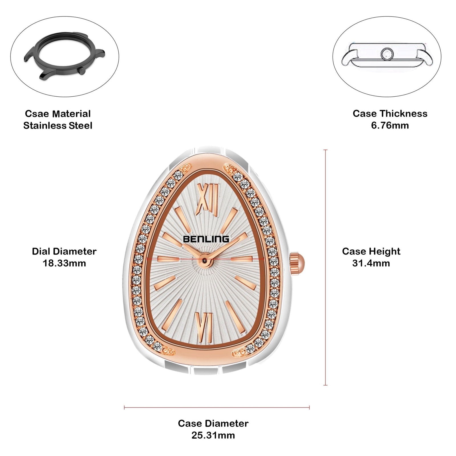 BENLING BL-1032 Allurer Analog Watch with Ion Plating for Women