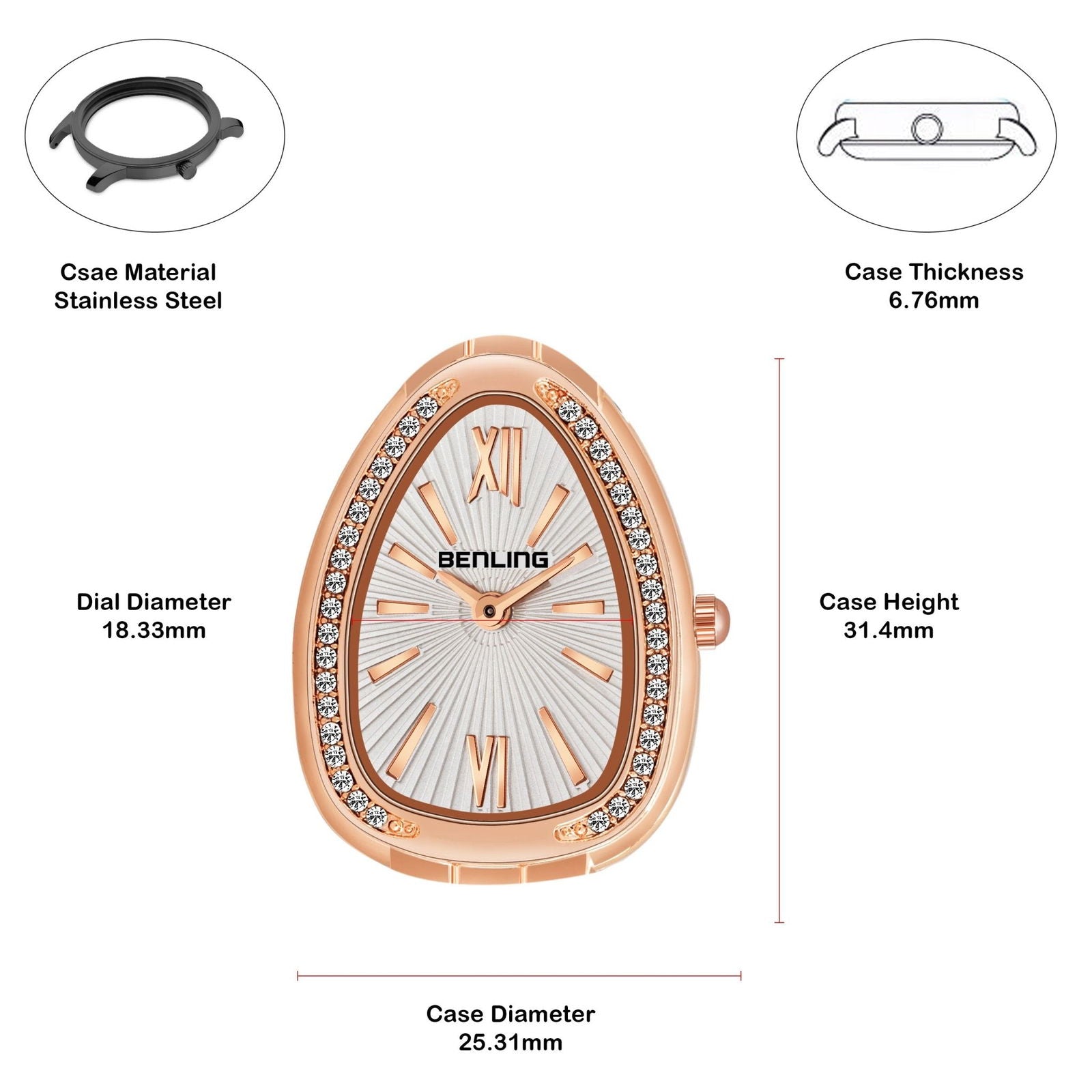 BENLING BL-1032 Allurer Analog Watch with Ion Plating for Women