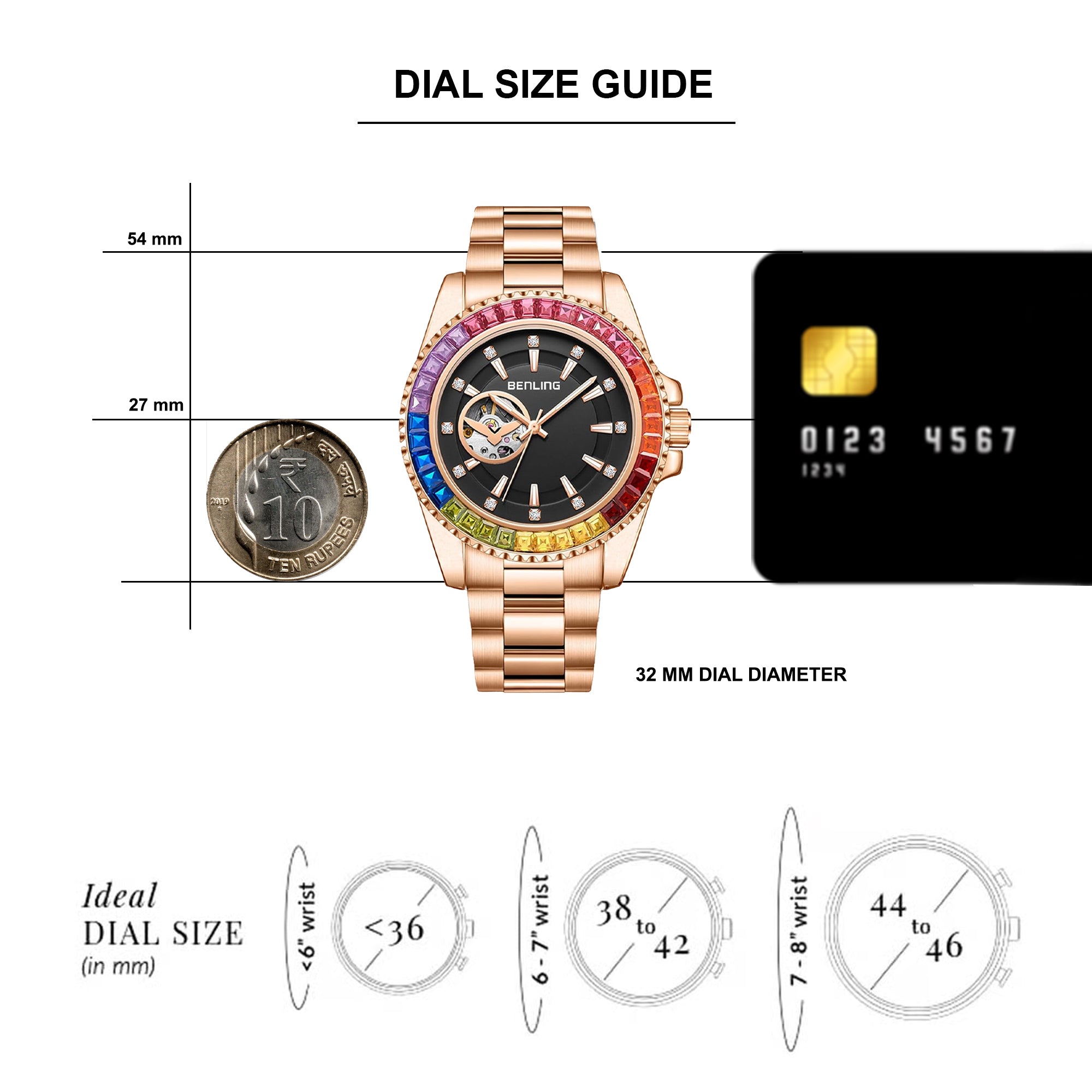 Benling Prism Royale – Rainbow Bezel Automatic with Open Heart Dial
