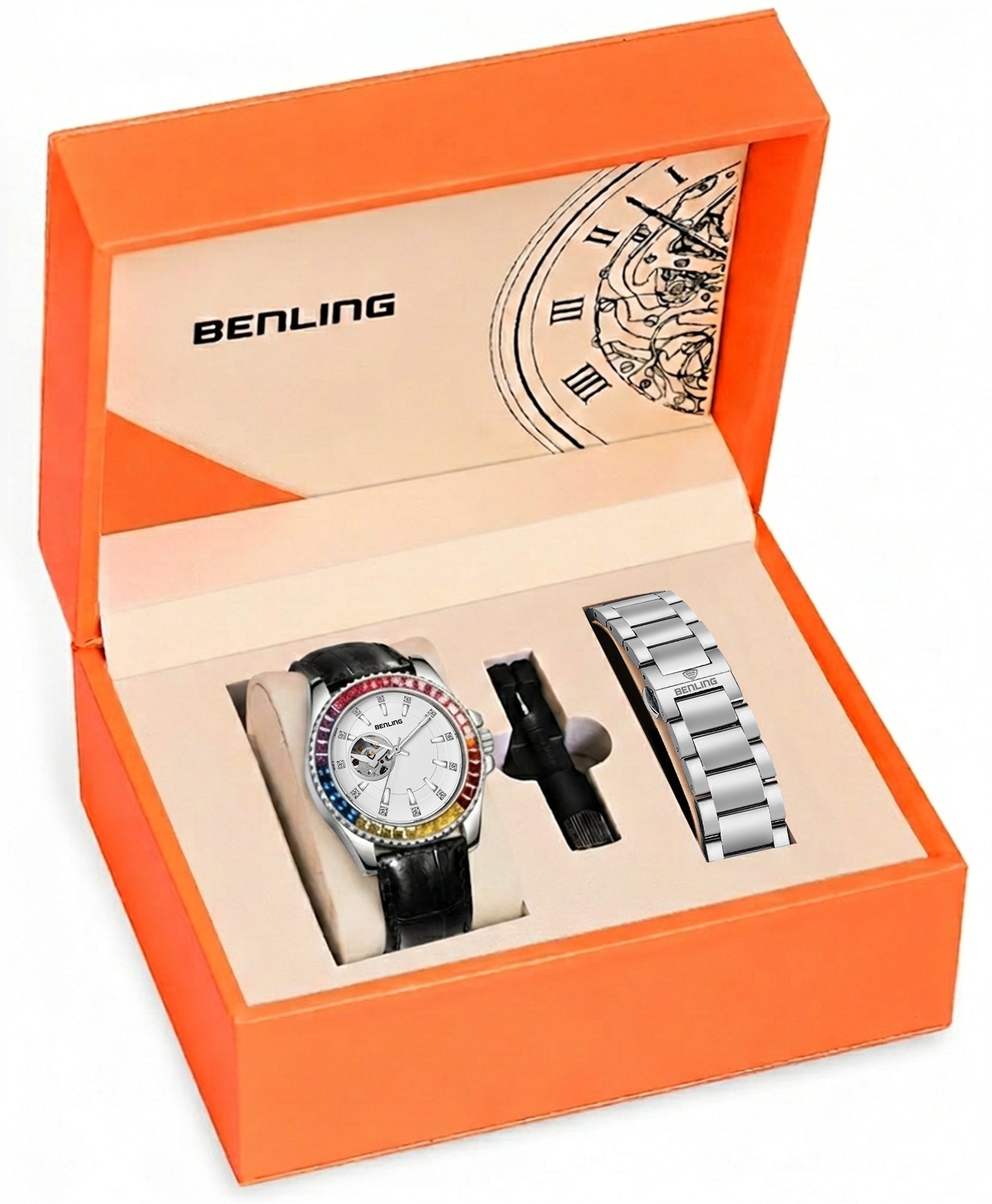 Benling Prism Royale – Rainbow Bezel Automatic with Open Heart Dial