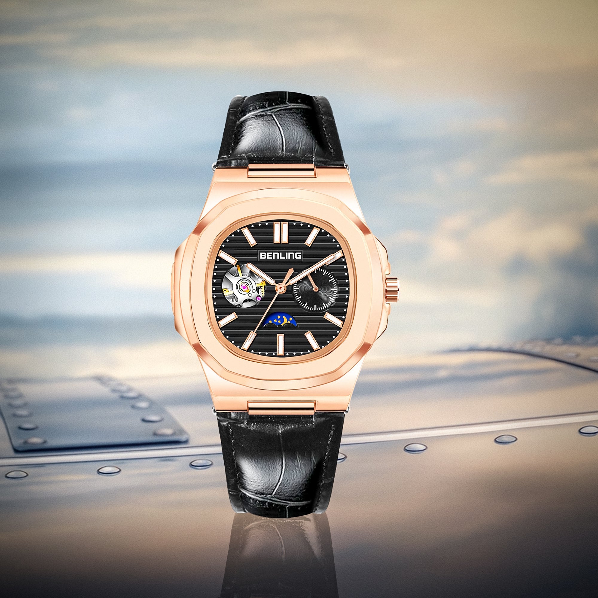 Benling Regalia Series – Open Heart Dial with Moonphase