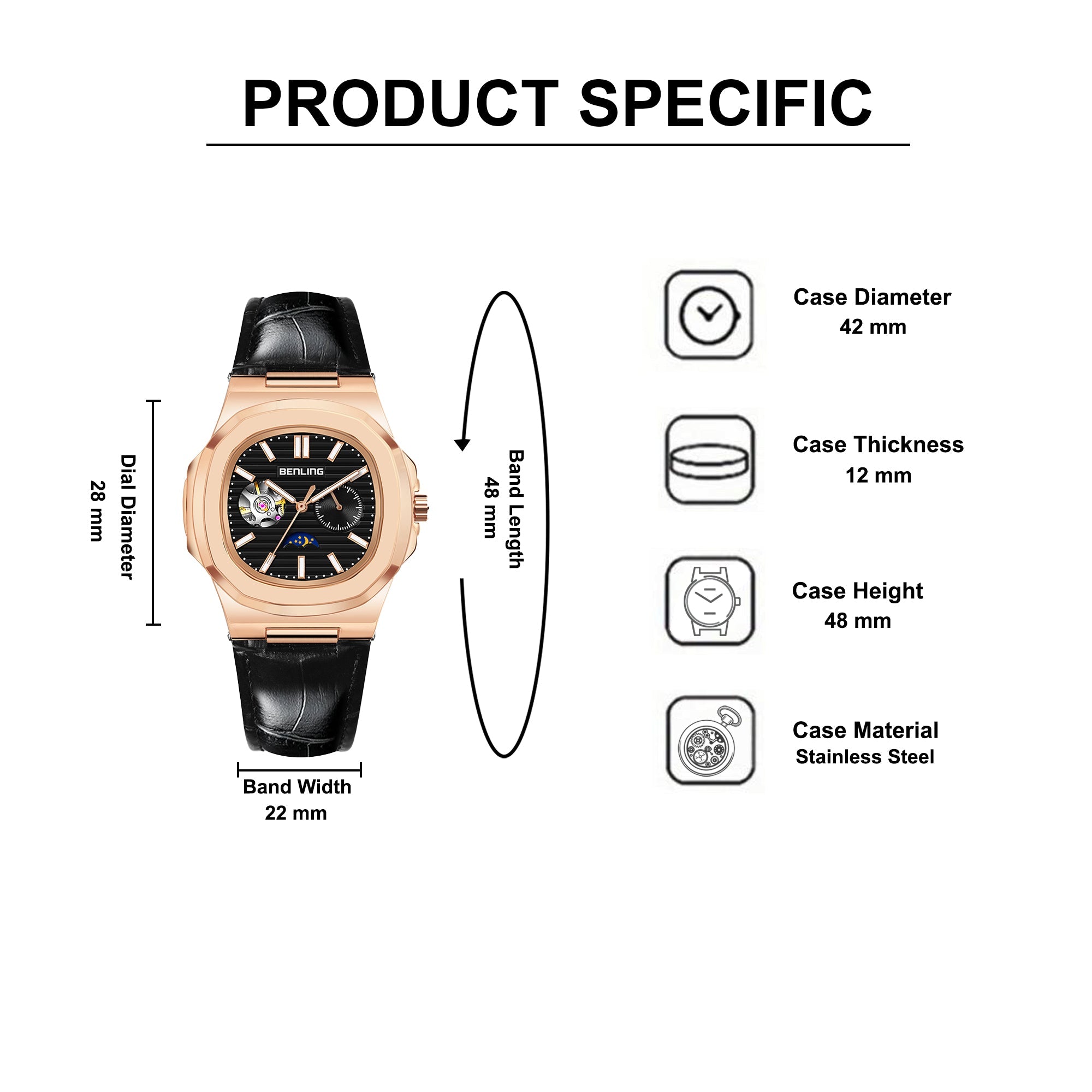 Benling Regalia Series – Open Heart Dial with Moonphase