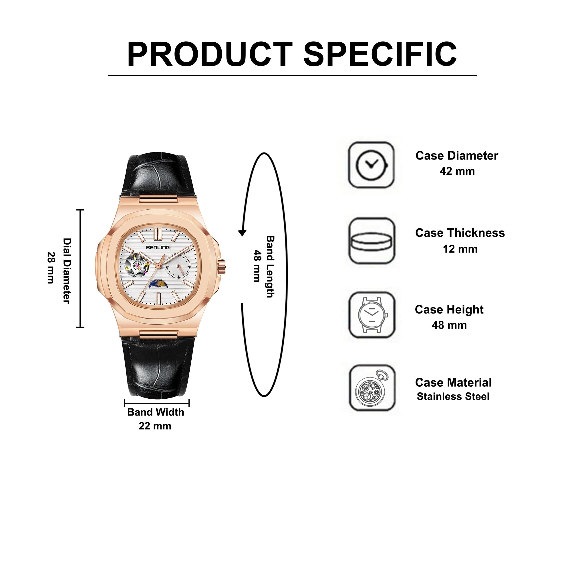 Benling Regalia Series – Open Heart Dial with Moonphase